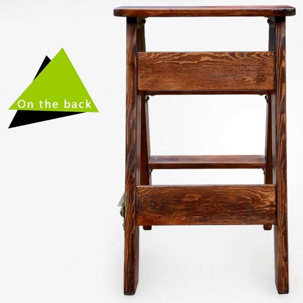 Solid Wood Step Stool with Non-Slip Surface - Foldable Kitchen Step Ladder for Home & Office Use - Perfect for Reaching High Shelves, Cabinets, and Storage Spaces