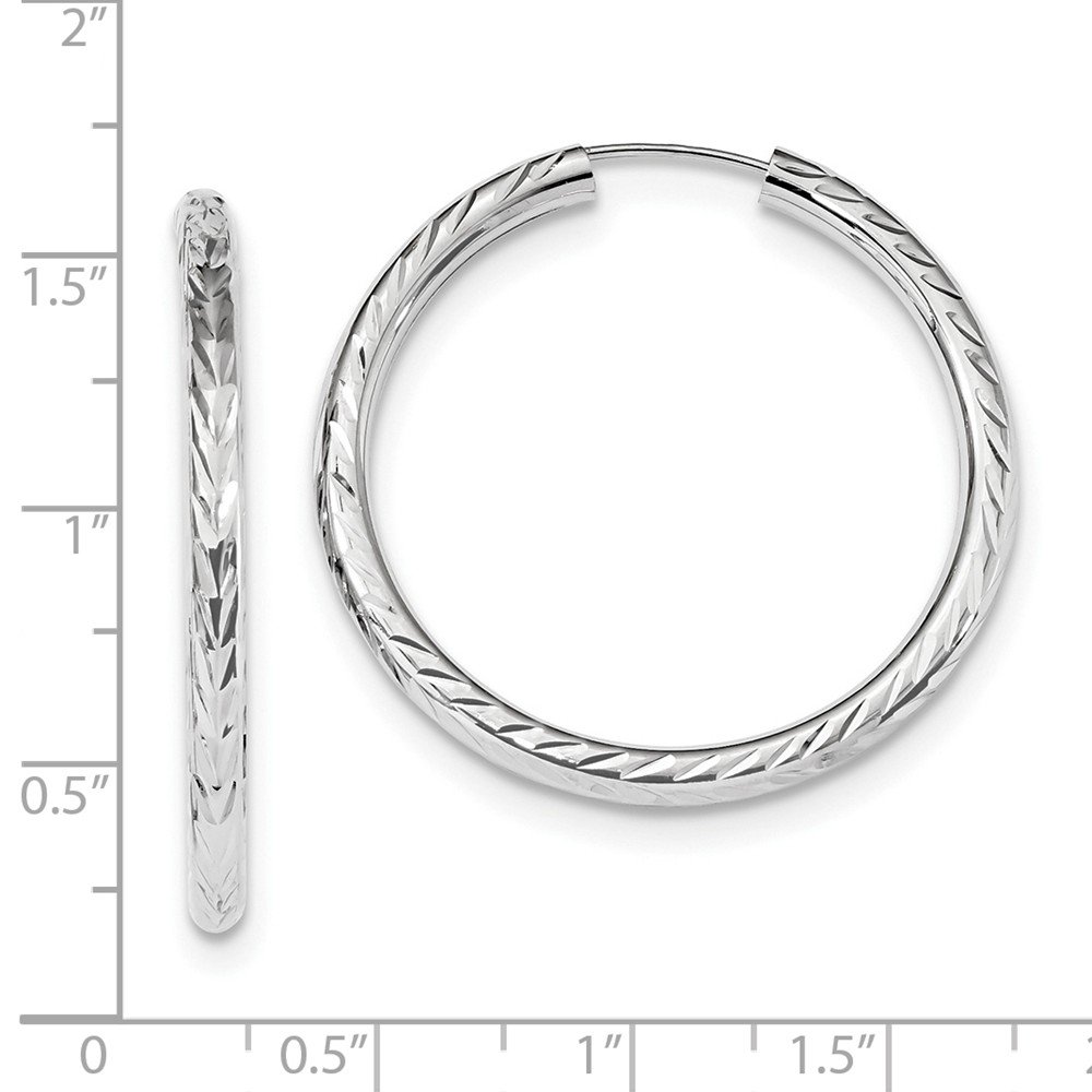 14K White Gold Polished Shiny-Cut Endless Hoop Earrings for Women - Classic Circle Huggie Earrings for Everyday Wear, Gift Giving & Special Occasions (TF1007W)
