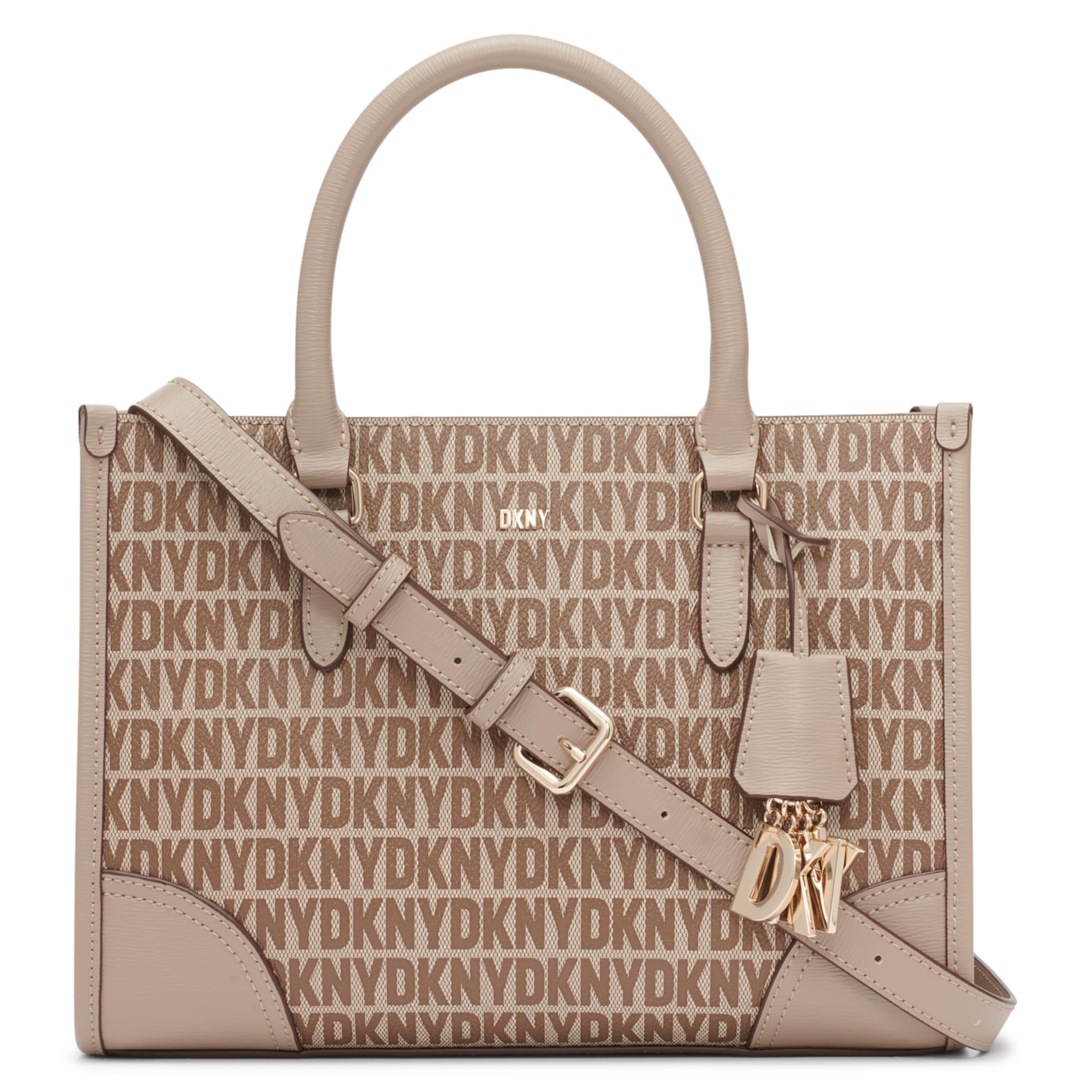 DKNY Women's Perri Box Satchel Handbag - Stylish Leather Crossbody Purse for Work, Travel & Everyday Use | Fashionable Shoulder Bag with Gold-Tone Hardware