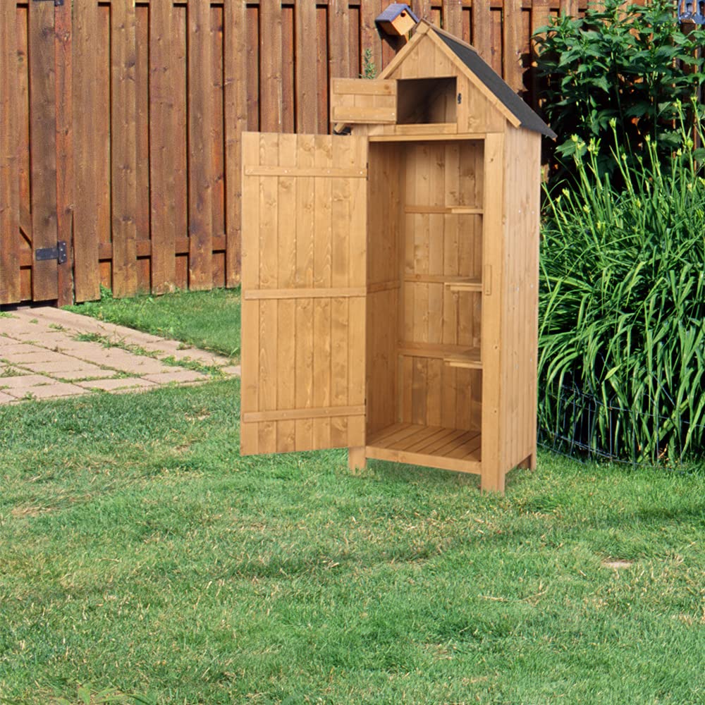 Premium Outdoor Storage Shed Cabinet - Durable Wooden Garden Shed Organizer with Fir Wood Construction | Perfect for Tool Storage, Backyard Organization & Patio Furniture Protection