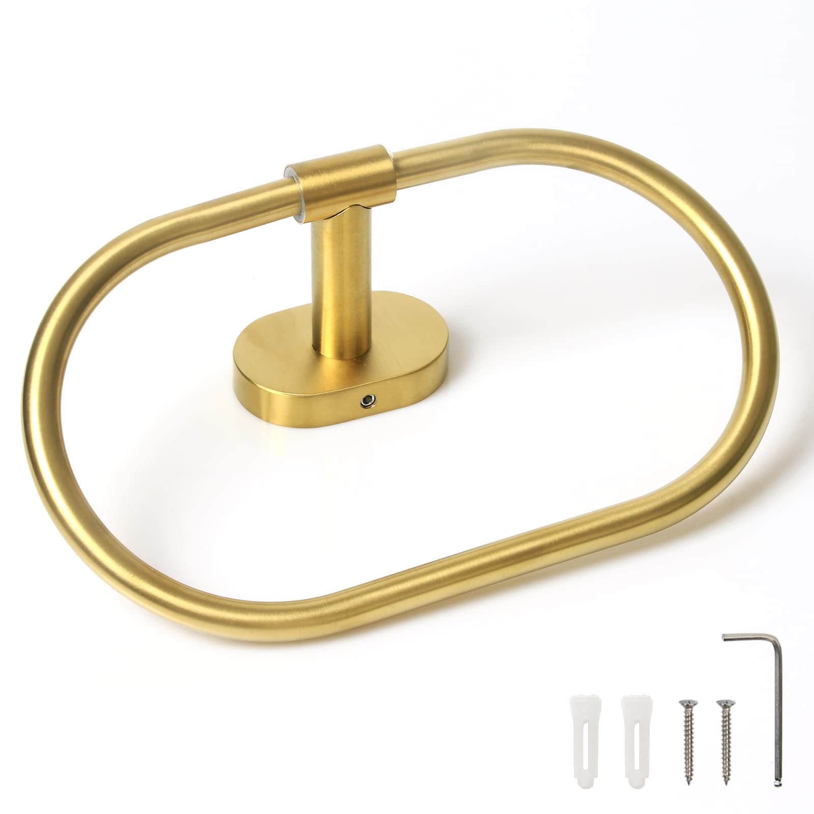 HouseAid Oval Towel Holder for Bathroom - Stainless Steel Towel Ring with Brushed Gold Finish - Modern Wall Mounted Hand Towel Rack - Perfect for Bathrooms, Kitchens & Guest Rooms