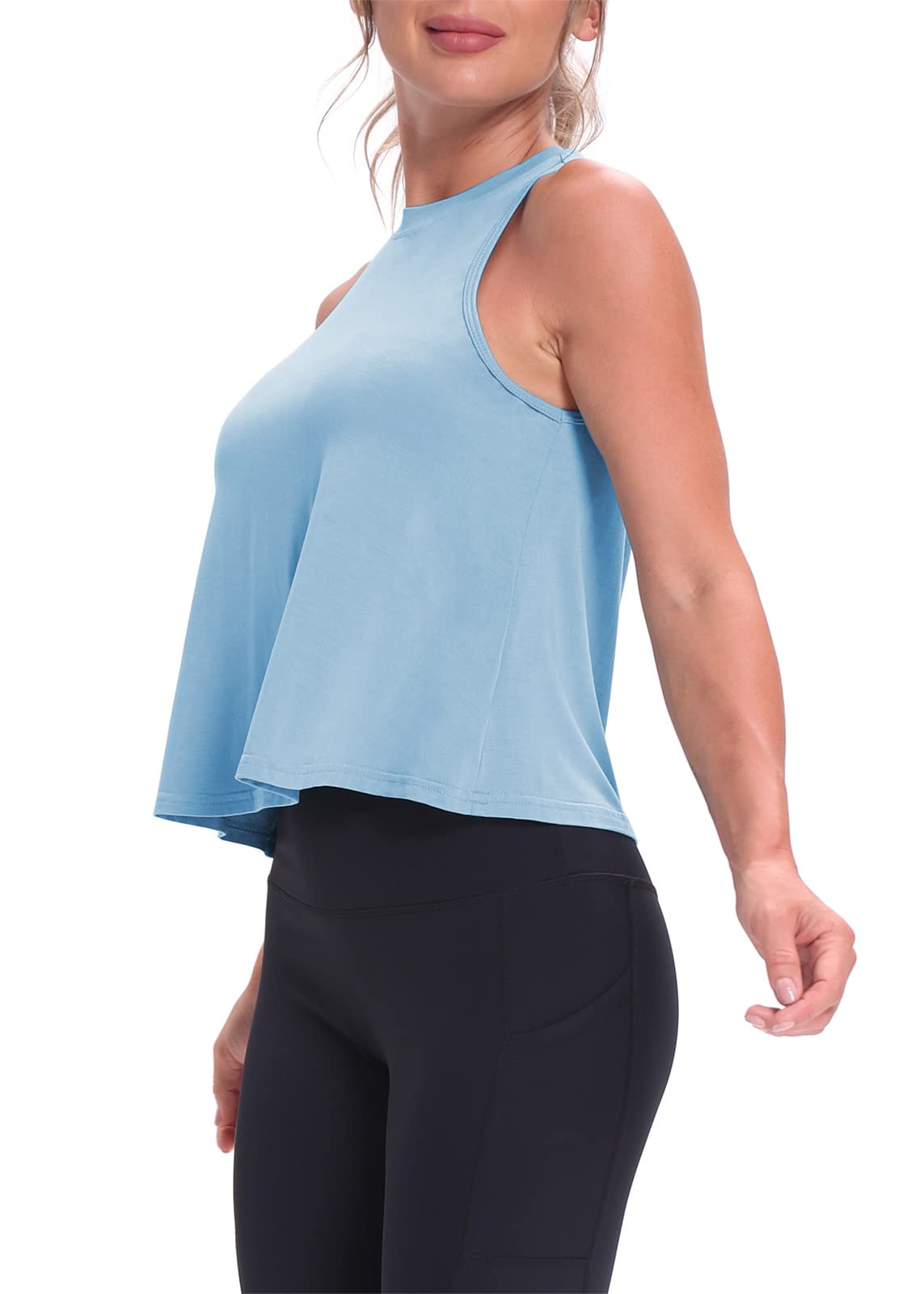 Women's Mippo Crop Tops - Breathable Workout Shirts & Flowy Athletic Tank Tops for Yoga, Running & Gym - Summer Fitness Apparel