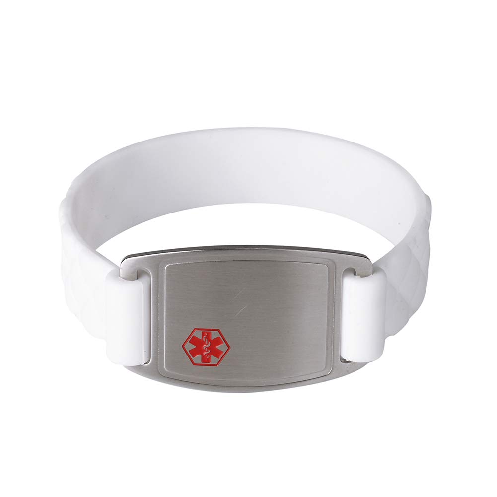 BAIYI Waterproof Medical Alert ID Bracelet - Adjustable Silicone Sports Emergency Bracelet for Women & Men with Free Engraving - Perfect for Running, Hiking & Outdoor Activities
