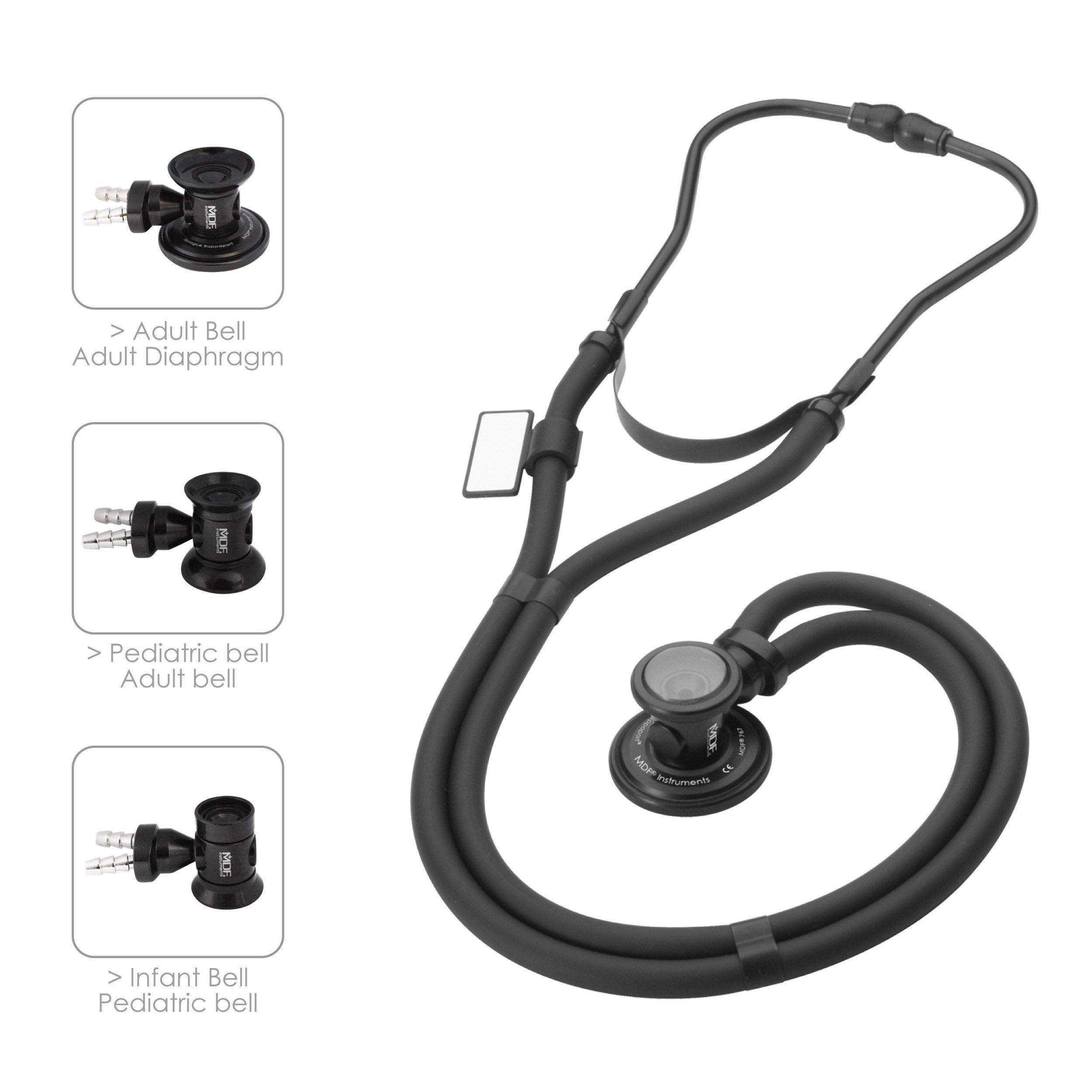 Premium Sprague Rappaport Stethoscope - Dual Head Diagnostic Stethoscope for Medical Professionals, Nurses & Students - Ideal for Cardiac, Lung & General Physical Examinations - Black