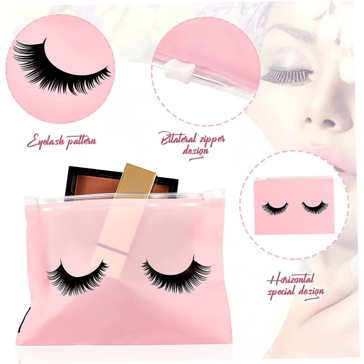 60 Pieces Eyelash Aftercare Bags - 6x4 Inch Small Zipper Cosmetic Cases for Eyelash Extensions, Makeup & Travel Accessories - Perfect for Women & Girls - Great for Salon, Spa, Home Use & Gifts