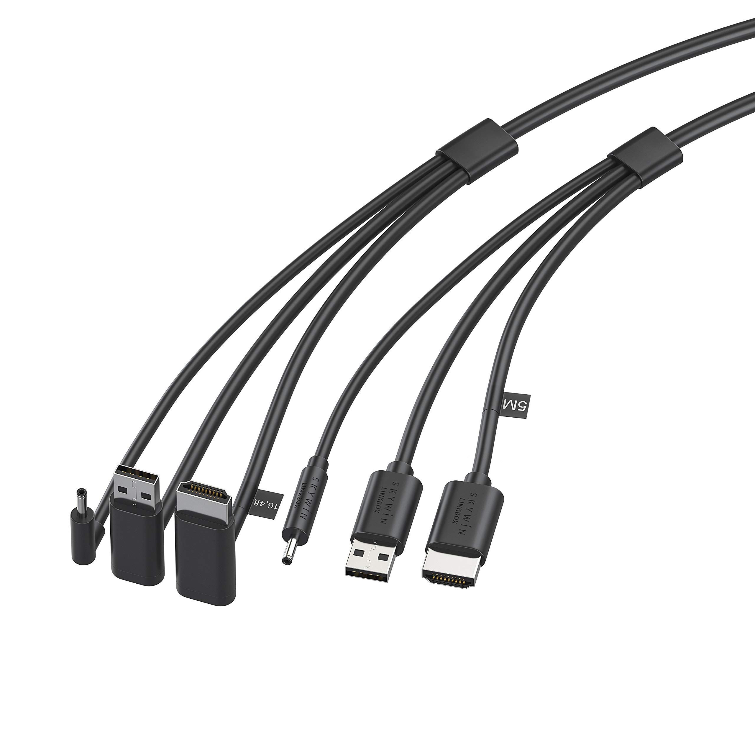 Skywin 3-in-1 Round HTC Vive Compatible Cable - 16ft Replacement 3-in-1 Connection Cable for HTC Vive VR Headset & Linkbox (5 Meters) - Perfect for VR Gaming, Streaming & Virtual Reality Experiences