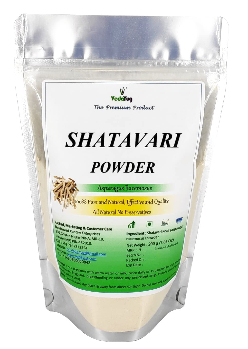 Organic Shatavari Powder for Women's Health - 200g | Ayurvedic Herbal Supplement for Hormonal Balance, Fertility & Stress Relief | Vegan, Gluten-Free | Perfect for Smoothies, Tea & Wellness Drinks