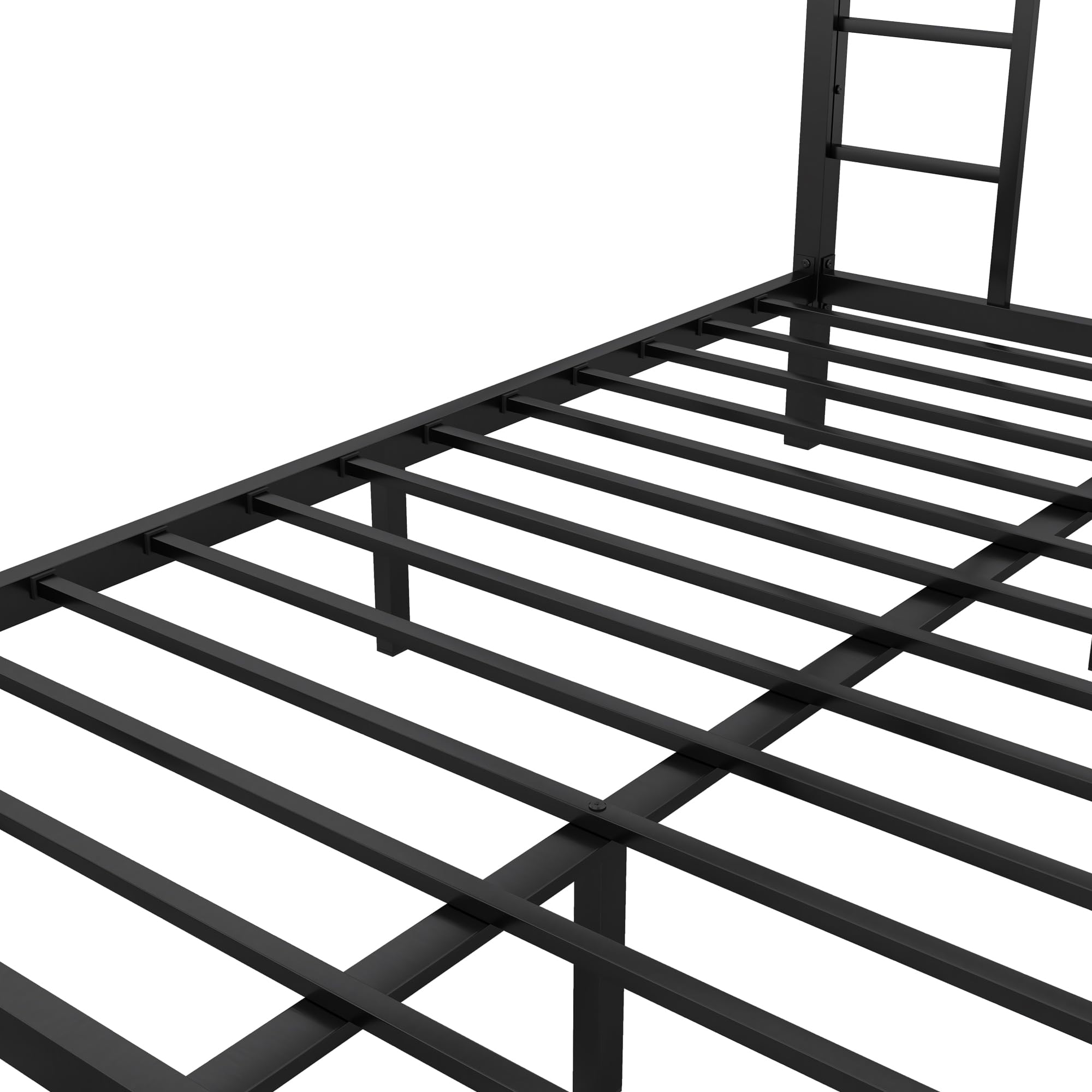 Heavy Duty Metal Full XL Over Queen Bunk Beds for Adults - Sturdy Black Bunk Bed with 2 Ladders, Noise-Free Design - Perfect for Small Spaces, Guest Rooms, Dorms & Vacation Homes