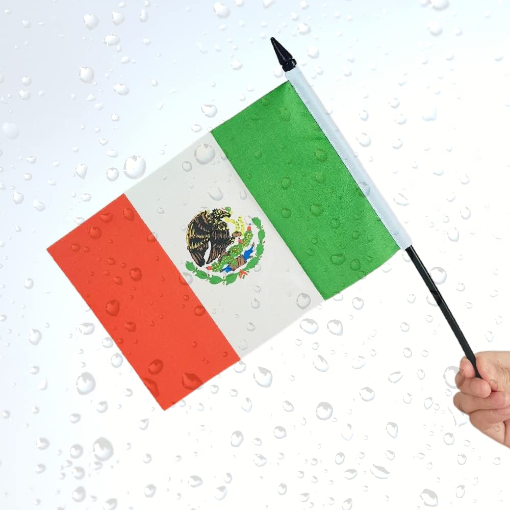 US Mexico Friendship Table Flag Set - Mini American & Mexican Desk Flags for Office, Room Decor, Party & Events | Patriotic Display for Home, School & Gifts