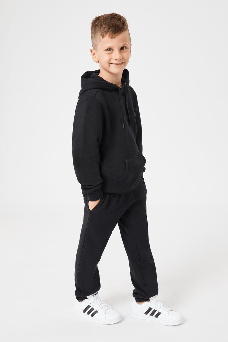 INSPORT JUNIOR ALASKA Black Hooded Sweatshirt for Kids - Warm Fleece Pullover for Outdoor Winter Activities and Casual Wear