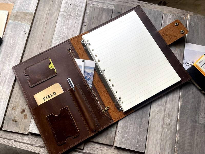 Vintage Refillable Leather Notebook with Zipper - Elegant Writing Journal for Travel, Office & Daily Use - Perfect Gift for Writers & Professionals