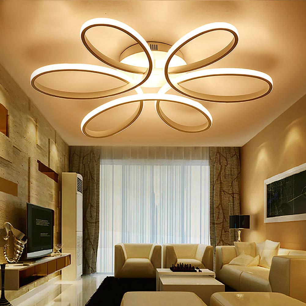 Dimmable Semi-Flush Mount Ceiling Light Fixture - 75W Modern LED Chandelier with 35 Inch Diameter - Creative Lighting for Living Room, Bedroom & Dining Room - Energy Efficient Home Decor
