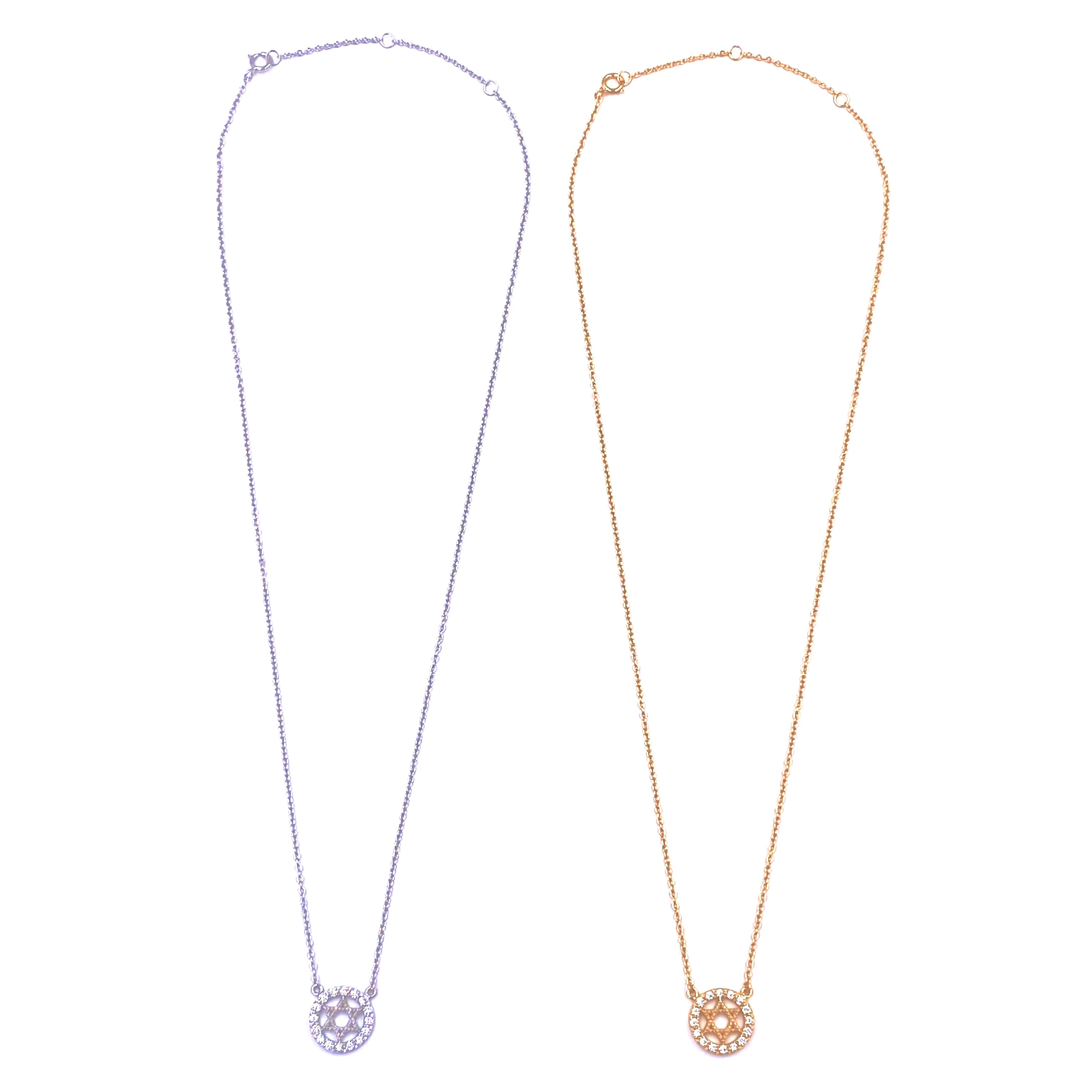 Ashley Gold Sterling Silver CZ Circle & Star Pendant Necklace for Women - Elegant Layered Jewelry Gift for Birthday, Anniversary & Special Occasions