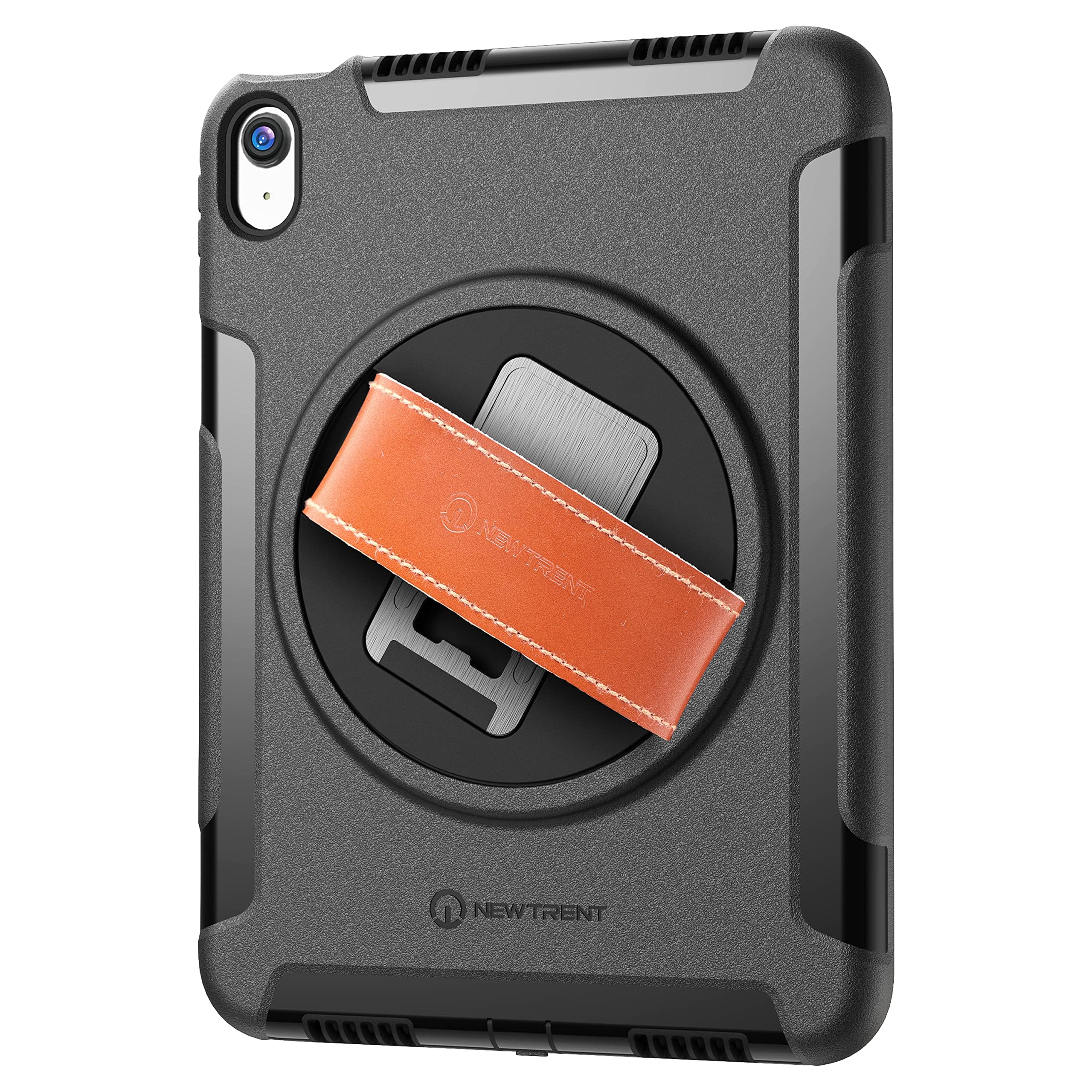 Premium Rugged Case for iPad 11 (A16) 11-inch (2025) & iPad 10th Gen 10.9-inch (2022) - 360° Rotating Kickstand, Genuine Leather Hand Strap, Built-in Screen Protector | Heavy Duty Protection for Work, Travel & Outdoor Activities
