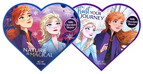 Disney Frozen 2 Valentine's Day Heart Shaped Chocolate Box - 1.6oz Milk Chocolate Hearts Gift Set (Pack of 2) - Perfect for Valentine's Gifts, Birthday Presents & Party Favors