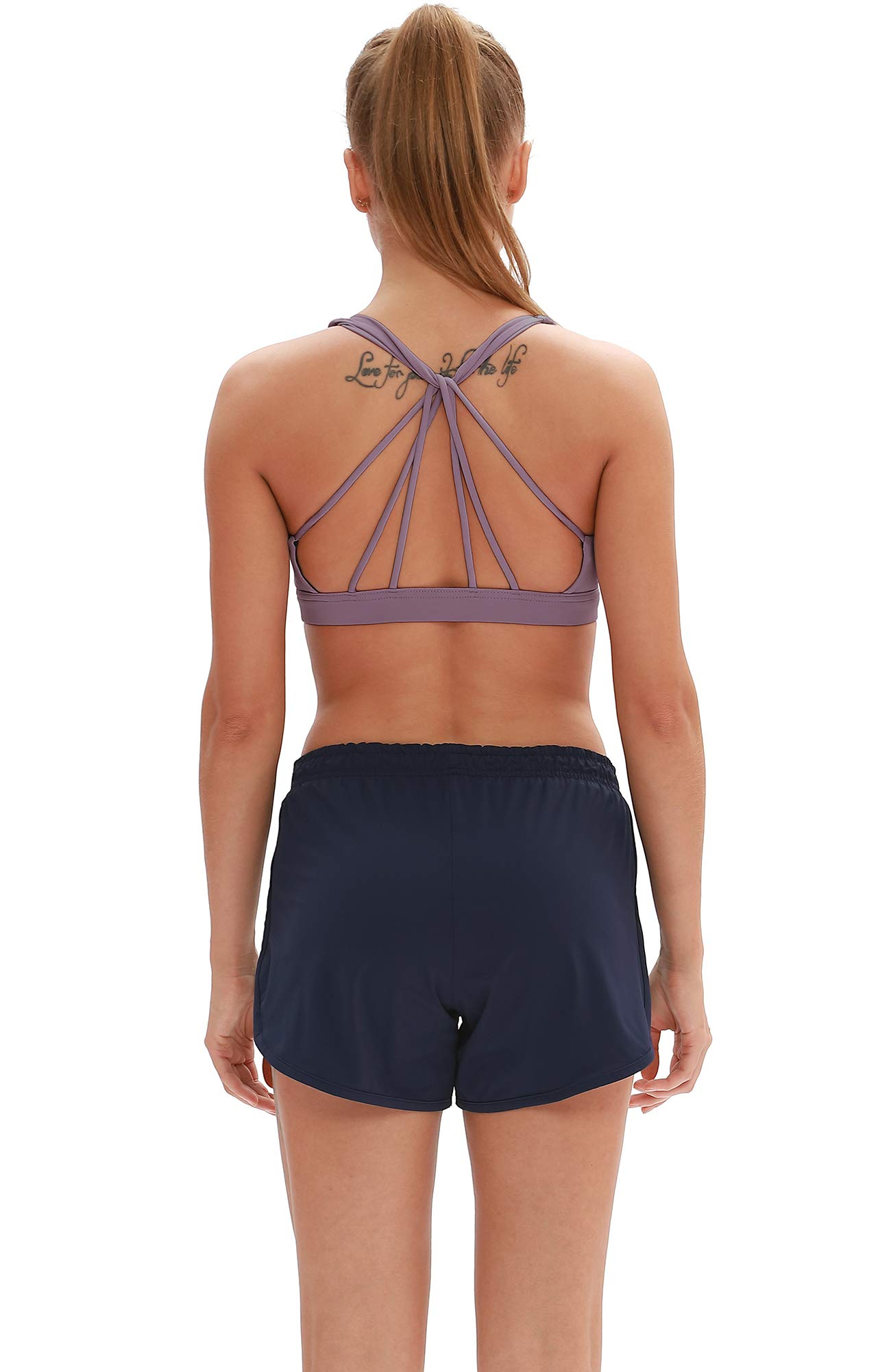 Icyzone Women's Padded Strappy Workout Running Sports Bras - Medium Impact Support for Gym, Yoga & Active Lifestyle