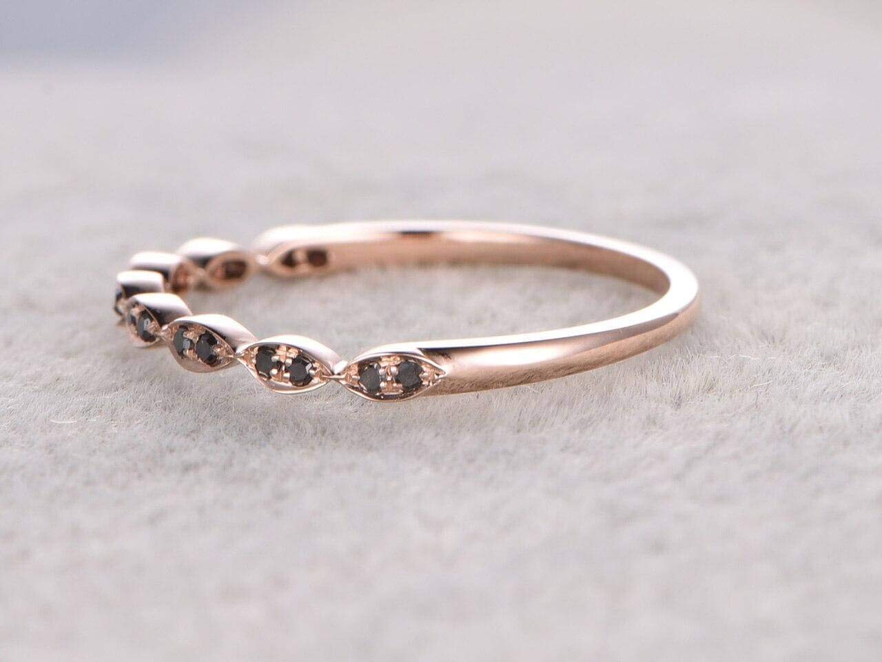 0.25 Carat Art Deco Style Black Diamond Wedding Ring - 18k Gold Plated Engagement Band for Women - Perfect for Bridal, Anniversary & Special Occasions