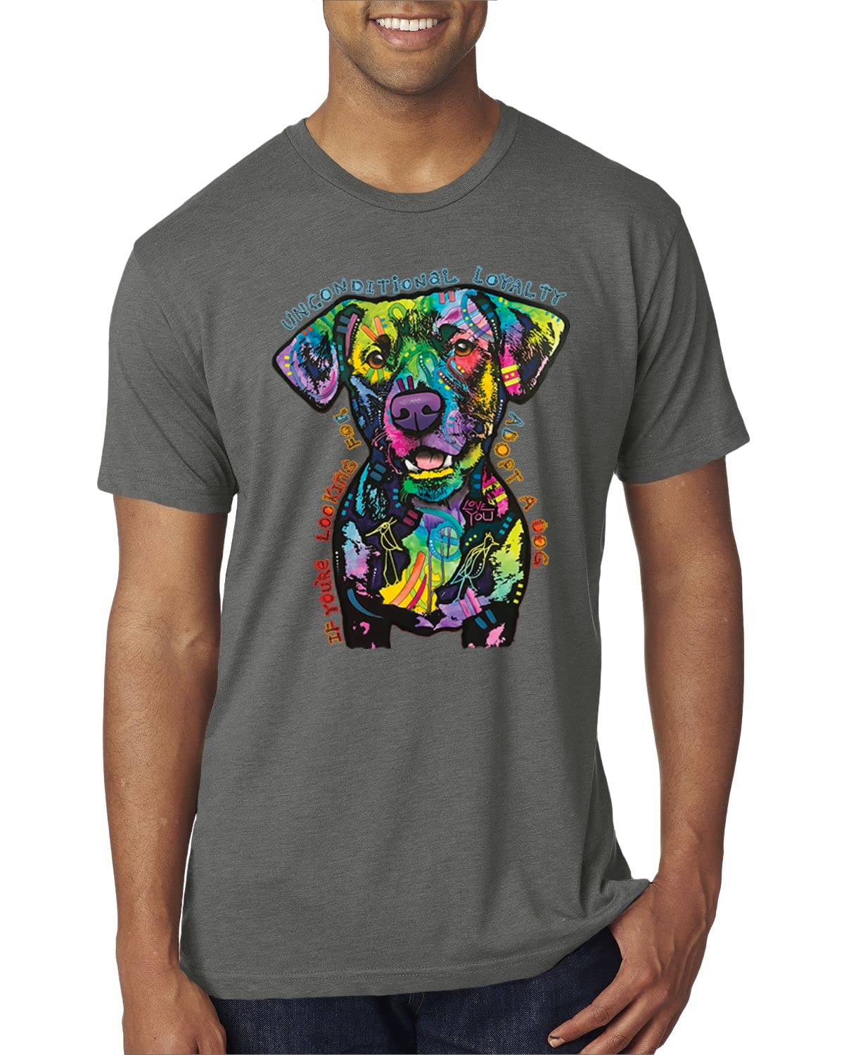 Dean Russo Unconditional Loyalty Dog Lover Premium Tri-Blend T-Shirt for Men - Soft & Comfortable Graphic Tee for Dog Owners, Casual Wear & Pet Lovers Gifts