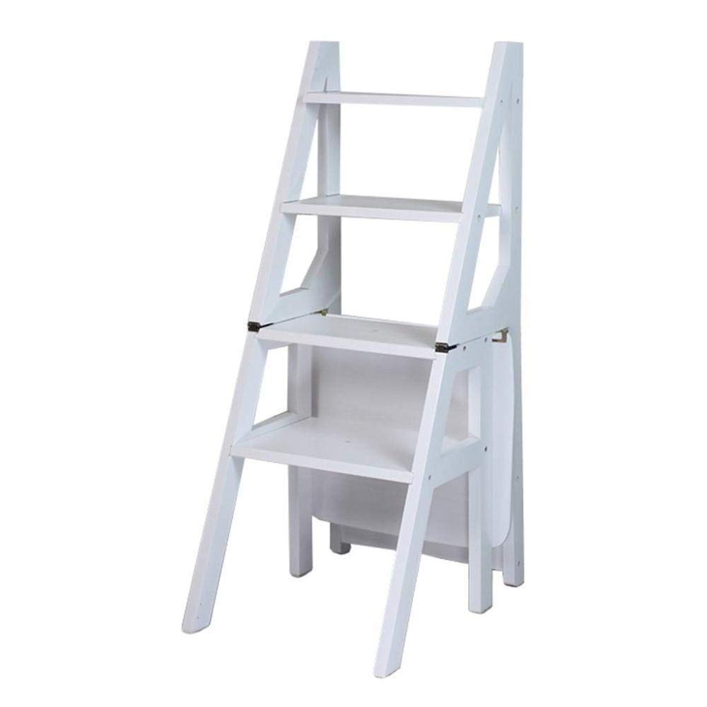 ZOUTYI Foldable Step Stool for Home, Kitchen Step Stool with Non-Slip Feet, Multi-Purpose Storage Stool for Bathroom, Living Room, Bedroom - Use as Shoe Rack, Flower Stand, or Storage Bench (White)