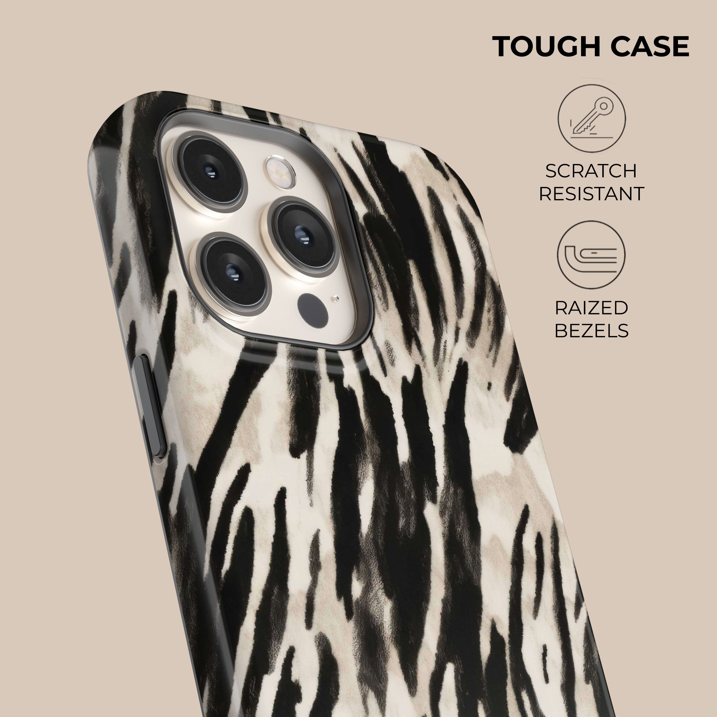 Dark Zebra Print Phone Case - Durable Slim Protective Cover for iPhone & Samsung - Perfect for Everyday Use, Travel & Outdoor Activities