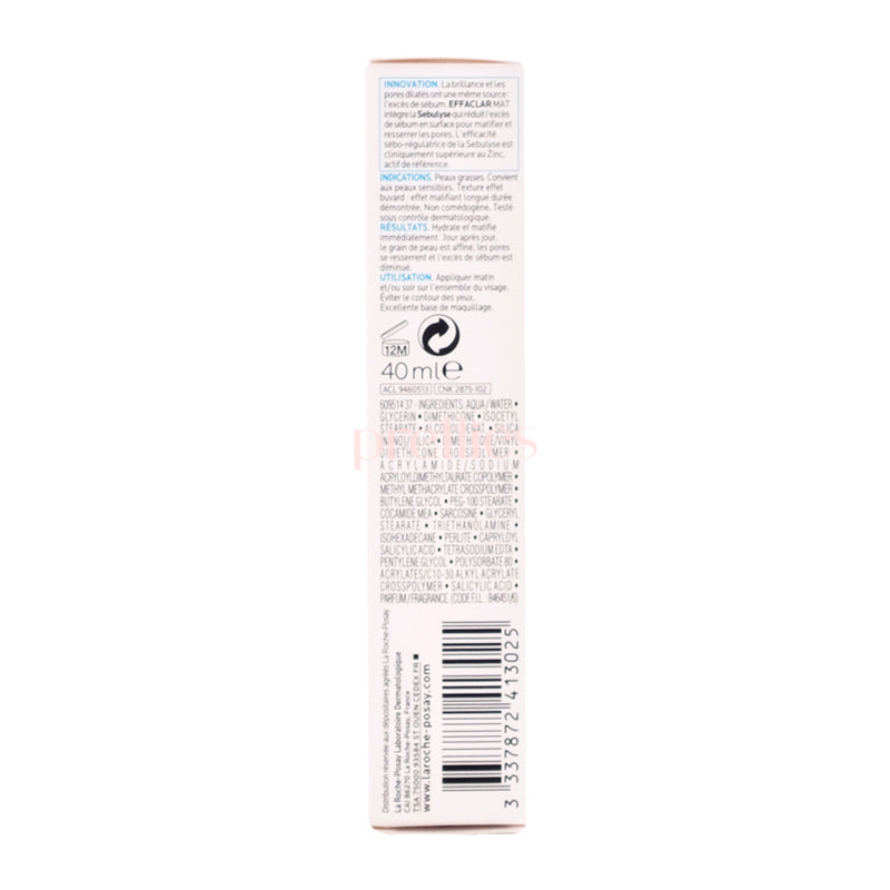 La Roche-Posay Effaclar Mat Mattifying Moisturizer for Oily Skin - Oil-Free Face Moisturizer with Sebum Control - 40ml - Perfect for Daily Skincare & Makeup Base