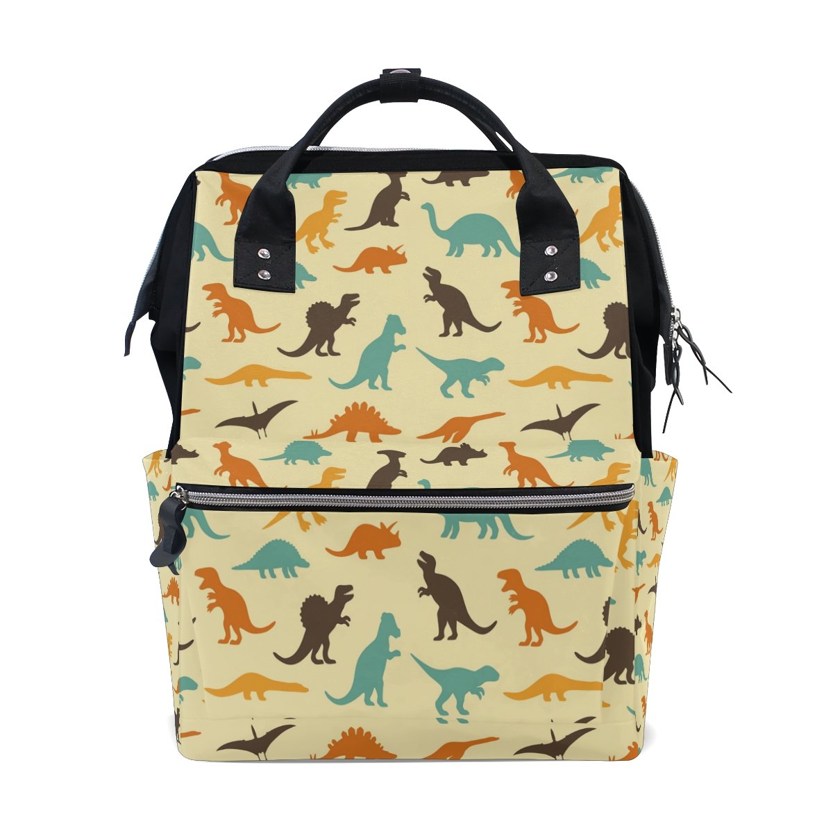 WOZO Colorful Animal Dinosaur Diaper Backpack - Large Capacity Multi-Functional Baby Bag for Travel, Daycare & Outings - Waterproof Diaper Organizer with Insulated Bottle Pockets (Dinosaur Print) - Perfect for Parents, Moms & Dads on the Go