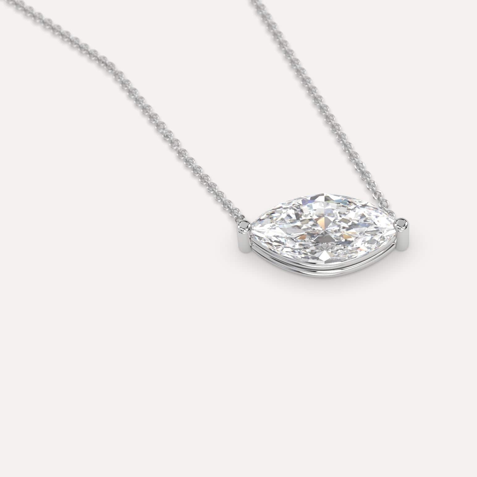 2 Carat Marquise Floating Diamond Necklace for Women - 14K White Gold Dainty Pendant Jewelry - Perfect for Anniversary, Wedding & Valentine's Day Gifts