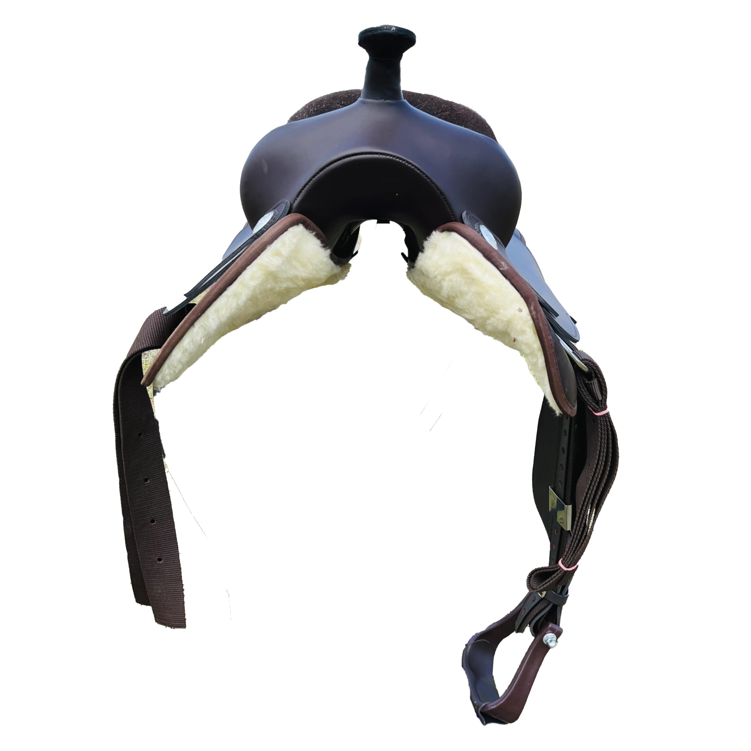 Premium Western Trail Saddle for Adults - Straight Round Design Comfortable Riding Saddle for Pleasure & Trail Riding - Durable Leather Equestrian Saddle for Horseback Riding, Ranch Work & Outdoor Adventures