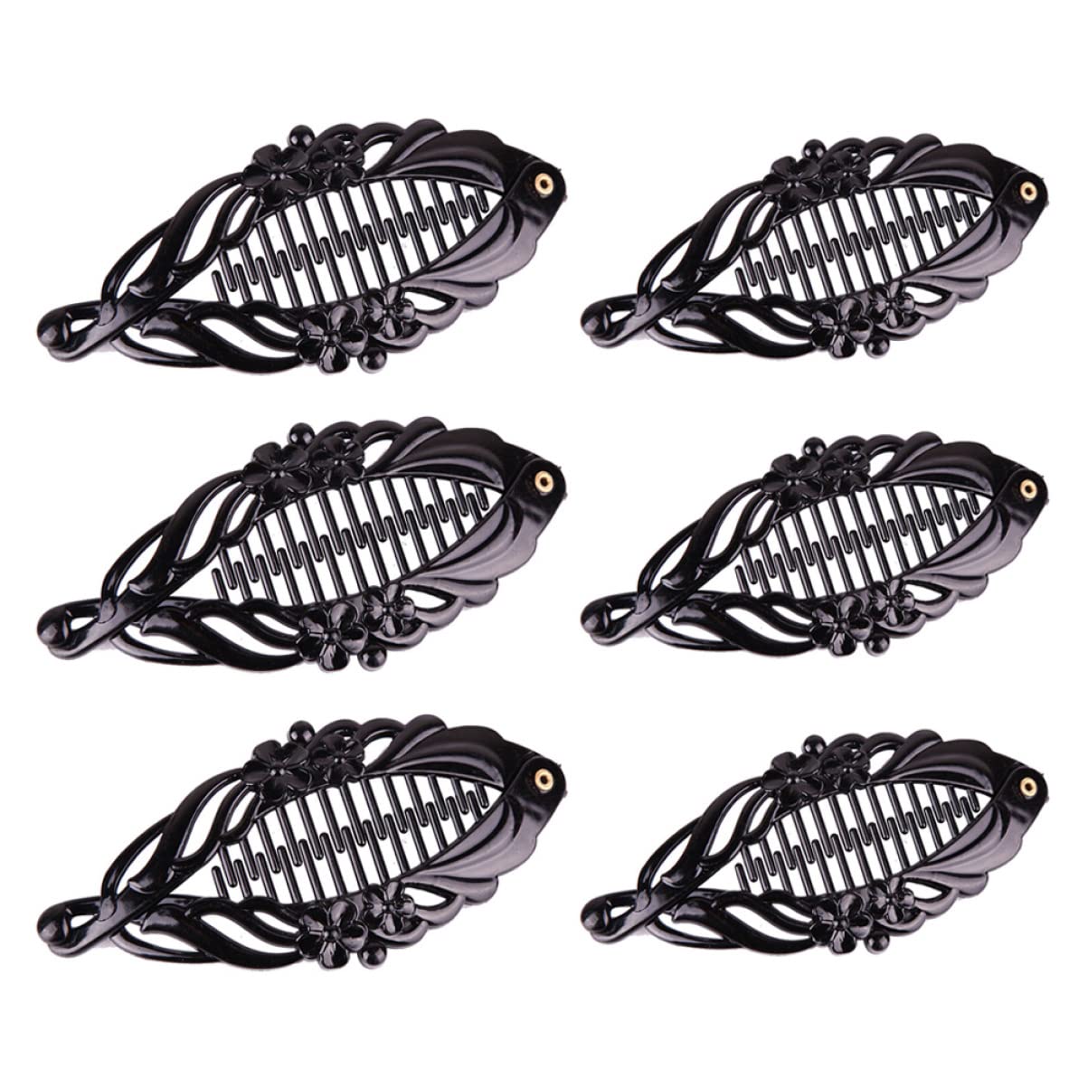 FRCOLOR 6pcs Fishtail Hair Clips for Women - Banana Hair Clips, Plastic Flower Hair Accessories for Girls & Women, Decorative Barrettes & Hairpins - Perfect for School, Parties, Weddings & Everyday Styling