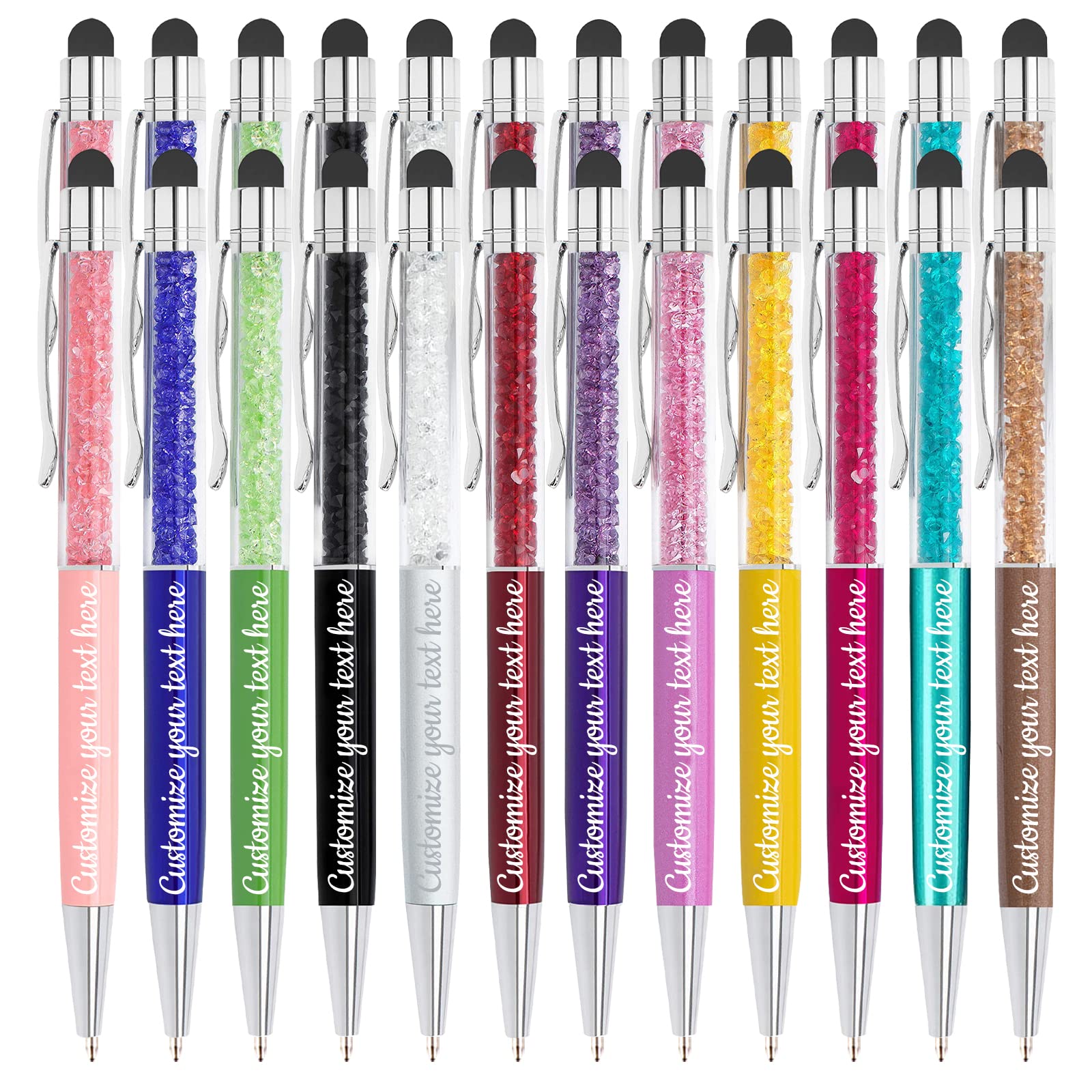 156-Piece Custom Crystal Ballpoint Pen Set - Personalized Stylus Pen for Touch Screens, Office & School Supplies - Perfect for Note-Taking, Tablet Use, and Professional Writing
