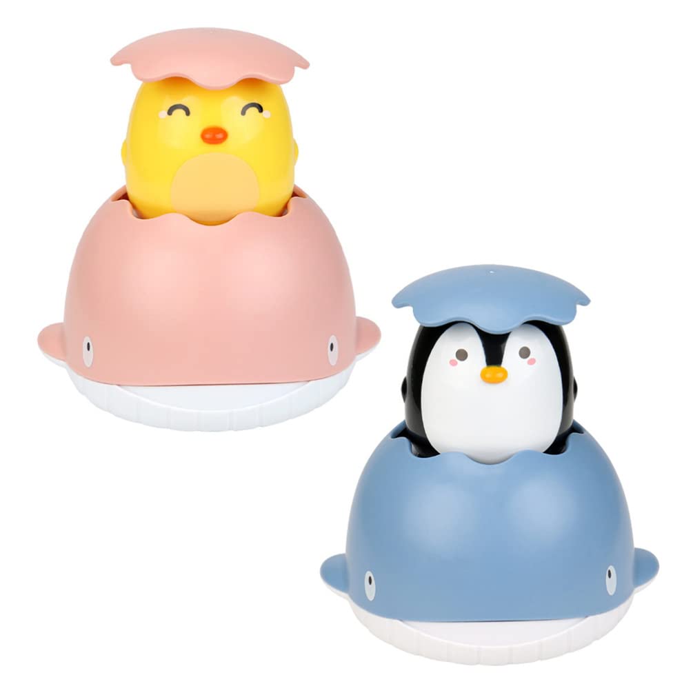 Totority Penguin Chick Bath Toys for Toddlers - 2pcs Water Spray & Sprinkler Bathtub Toys for Babies, Kids Pool & Beach Fun - Perfect Baby Shower Gift & Sensory Bath Time Play