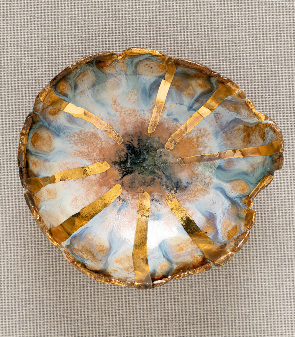 Blue Lagoon Ceramic Ring Dish - Elegant Jewelry Holder for Rings, Earrings & Small Accessories | Perfect for Bathroom, Bedroom & Vanity Organizer