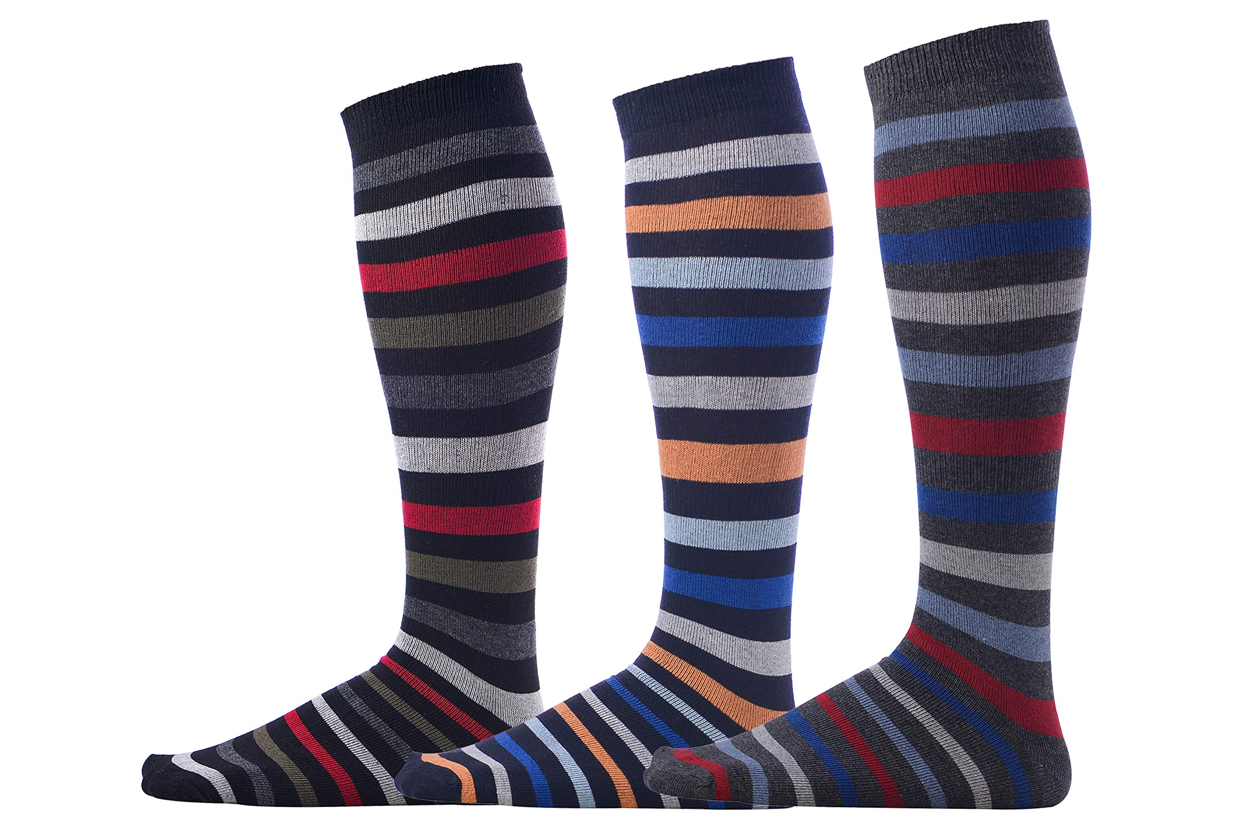Premium Men's Over the Calf Dress Socks (3-Pack) | Soft Cotton Long Socks for Business & Formal Wear | Stay-Up Design Lasts 12+ Hours | Ideal for Office, Weddings & Professional Occasions
