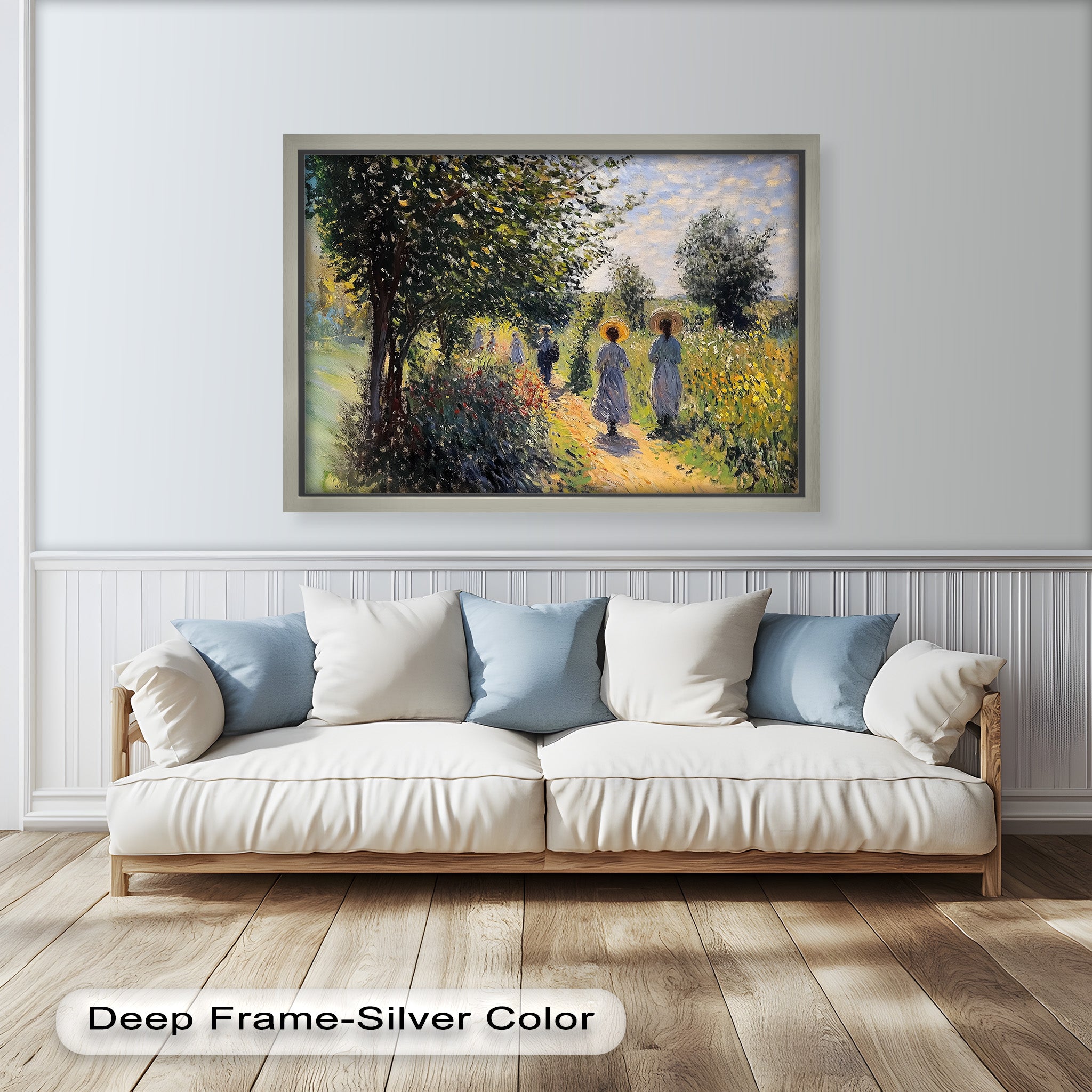 Afternoon Stroll - Sun Dappled Garden Walk Oil Painting Wall Art - Hand Painted Landscape Canvas for Living Room, Bedroom Decor - Perfect Gift for Home & Office
