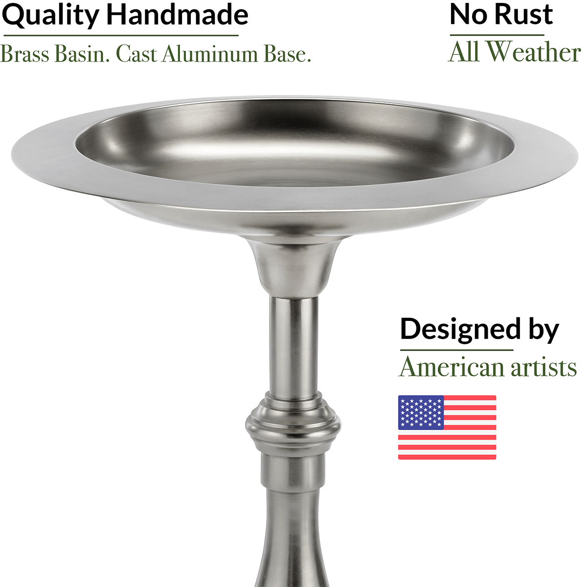 Classic Pewter Bird Bath Pedestal - Elegant Garden Decor for Outdoor Bird Watching & Backyard Landscaping