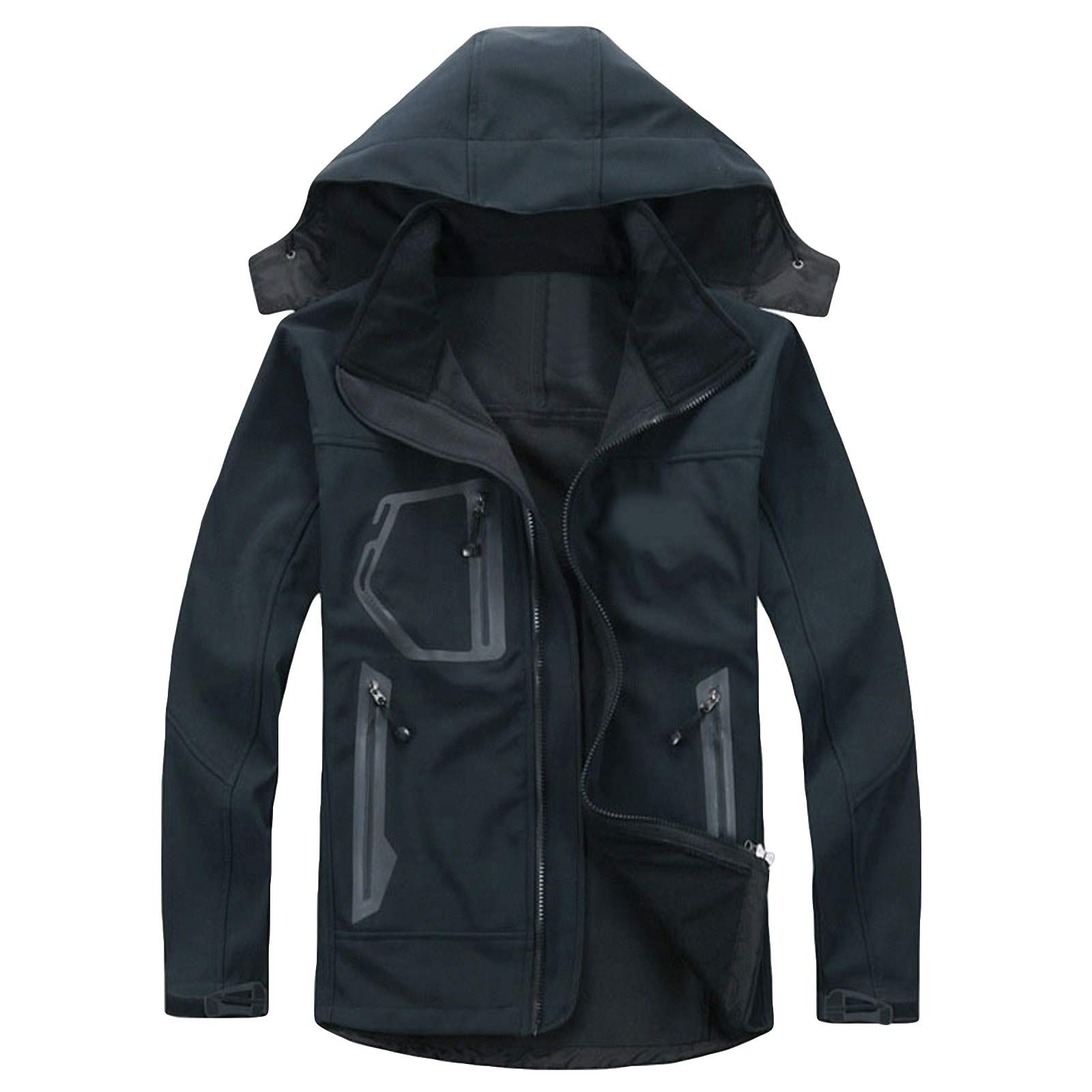 CSBYBD Waterproof Windbreaker Jacket - Hooded Ski Jacket for Men & Women, Warm Winter Coat, Lightweight Raincoat with Packable Design (Black, Large) | Perfect for Skiing, Hiking, Camping & Outdoor Activities