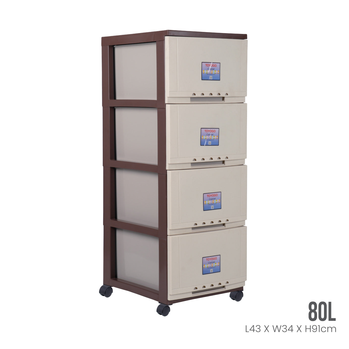 4-Tier Classic Rolling Storage Cabinet with Wheels (607 4) - Perfect for Home, Office, Kitchen & Garage Organization