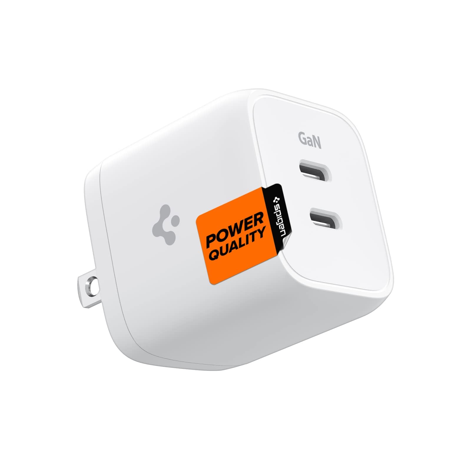 Spigen GaN 452 45W Dual USB-C Wall Charger with GaN III Technology | PD 3.0 Fast Charging Block for iPhone 16/15/14/13/12 Pro Max, iPad Air, Samsung Galaxy S25/S24/S23 Ultra | Perfect for Travel, Office & Home Charging