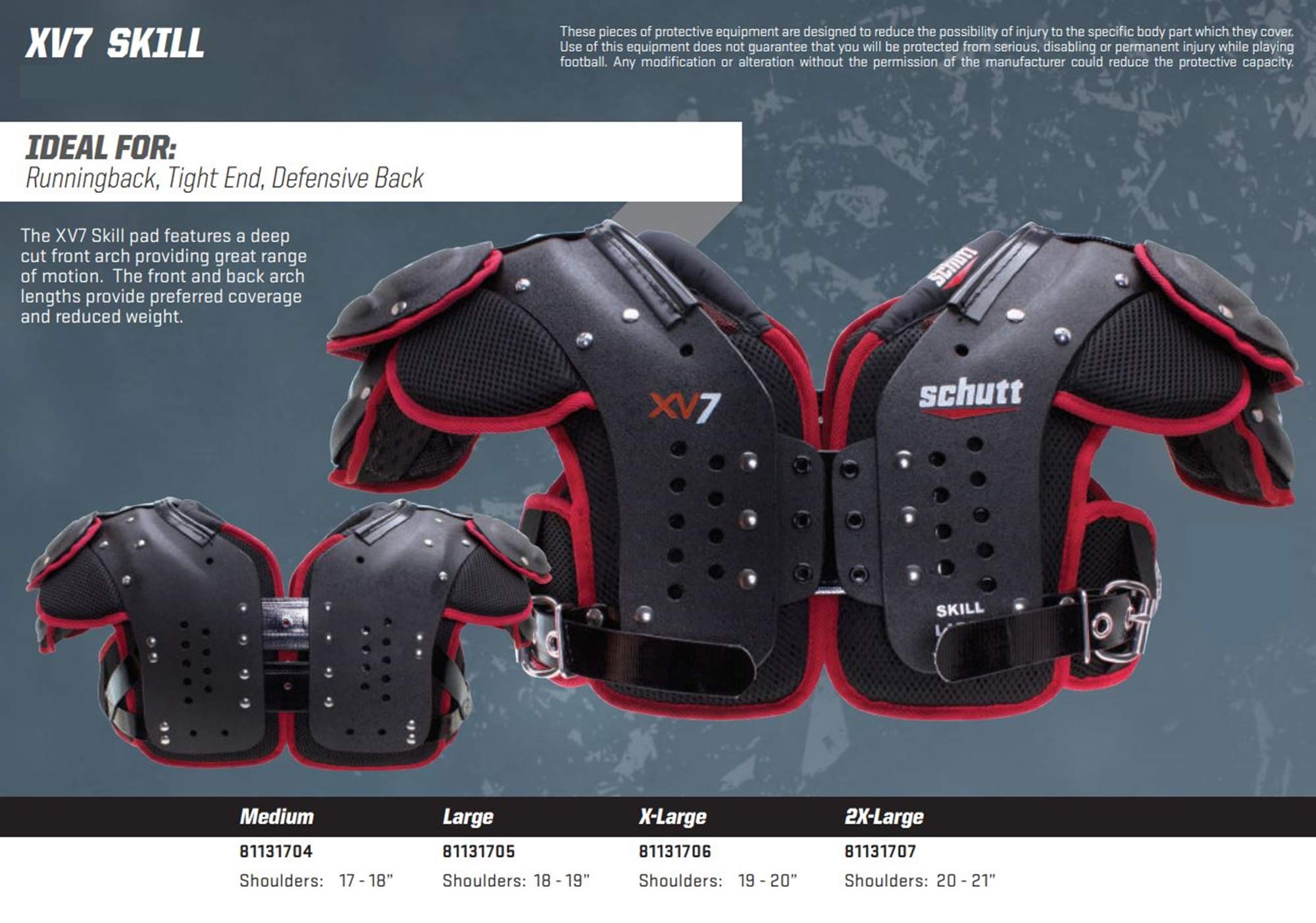 Schutt XV7 Varsity Football Shoulder Pads - Youth & Adult Protective Gear for Tackle Football Practice and Games - High Impact Protection Shoulder Pads for Football Players
