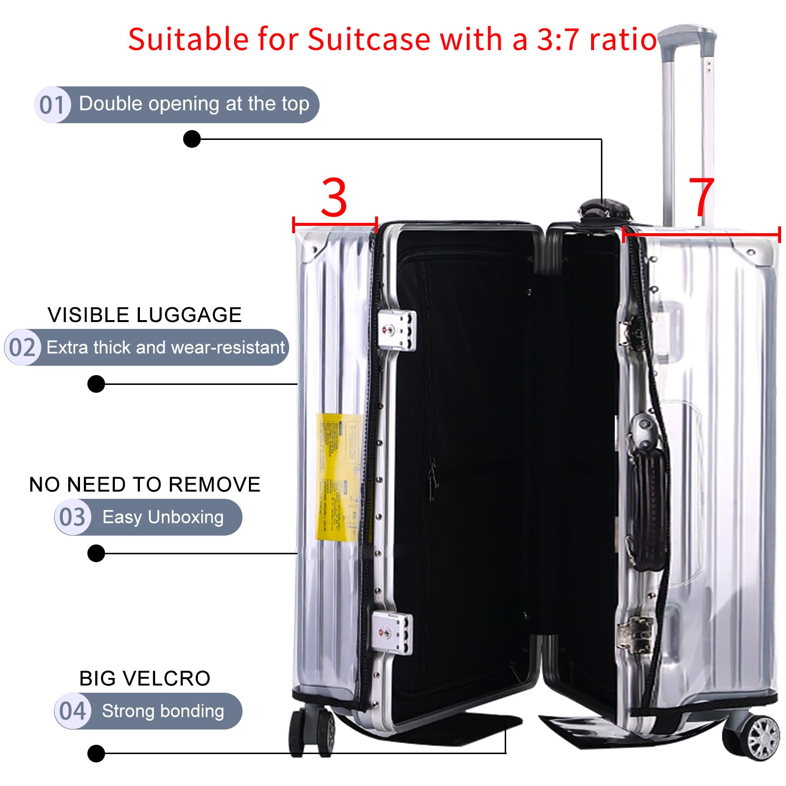 Veki Clear PVC Suitcase Cover with Zipper - Waterproof Transparent Luggage Protector for Plastic Trolley Bags | Scratch-Resistant Travel Accessory for Airplane, Train & Business Trips