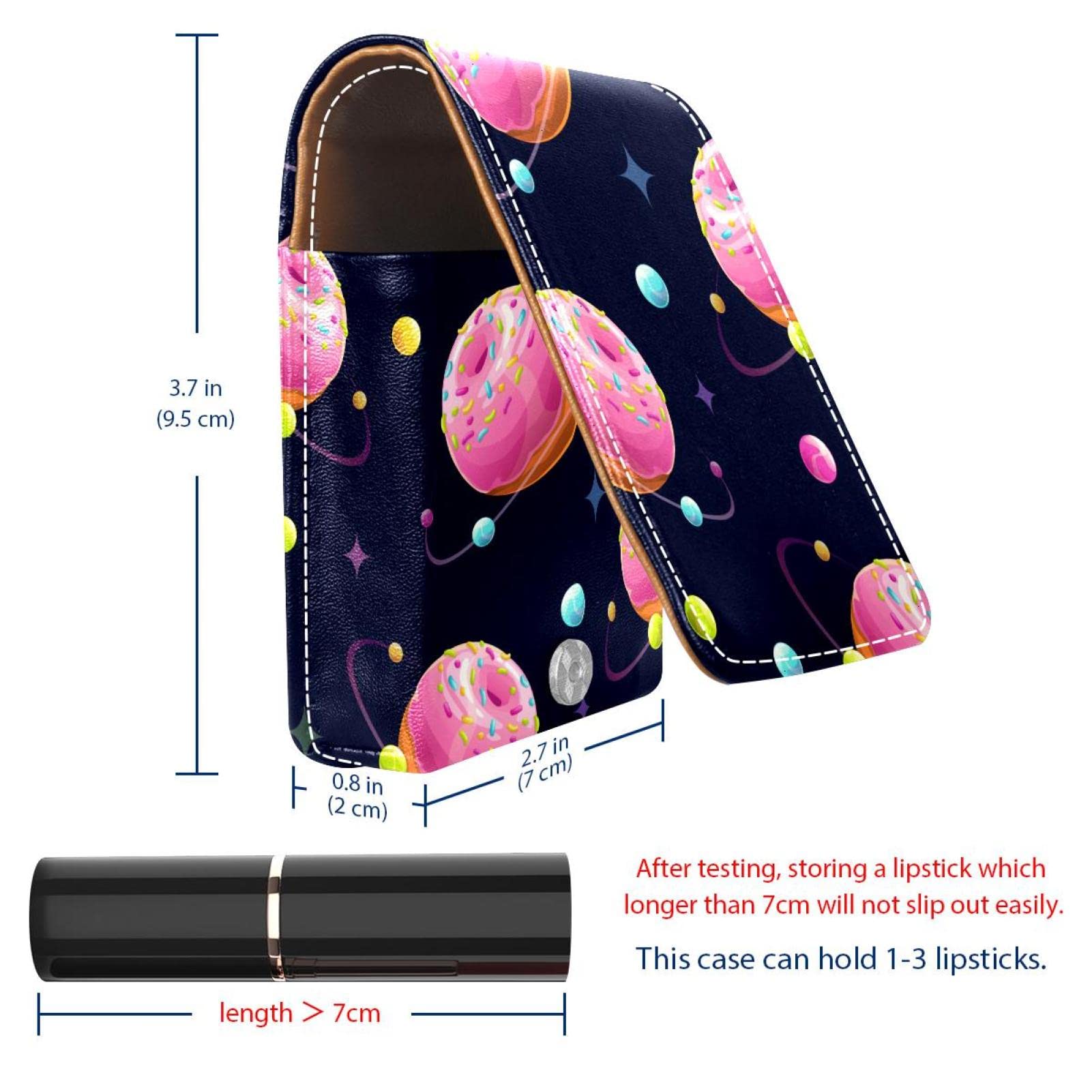 Personalized Lipstick Case - Portable Makeup Bag & Cosmetic Pouch Organizer for Lipsticks, Space Donut Planet Universe Design - Perfect for Travel, Daily Use & Gift Giving