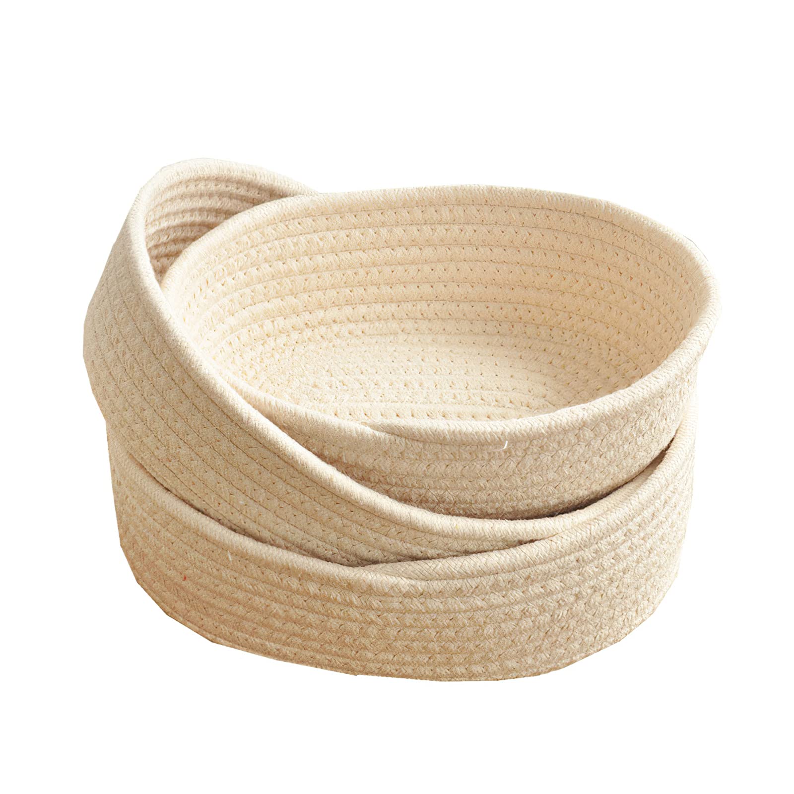 3-Piece Woven Storage Baskets Set - Cotton Rope Organizer Bins for Keys, Toys, Desk & Cosmetics | Home, Office & Nursery Organization Solution