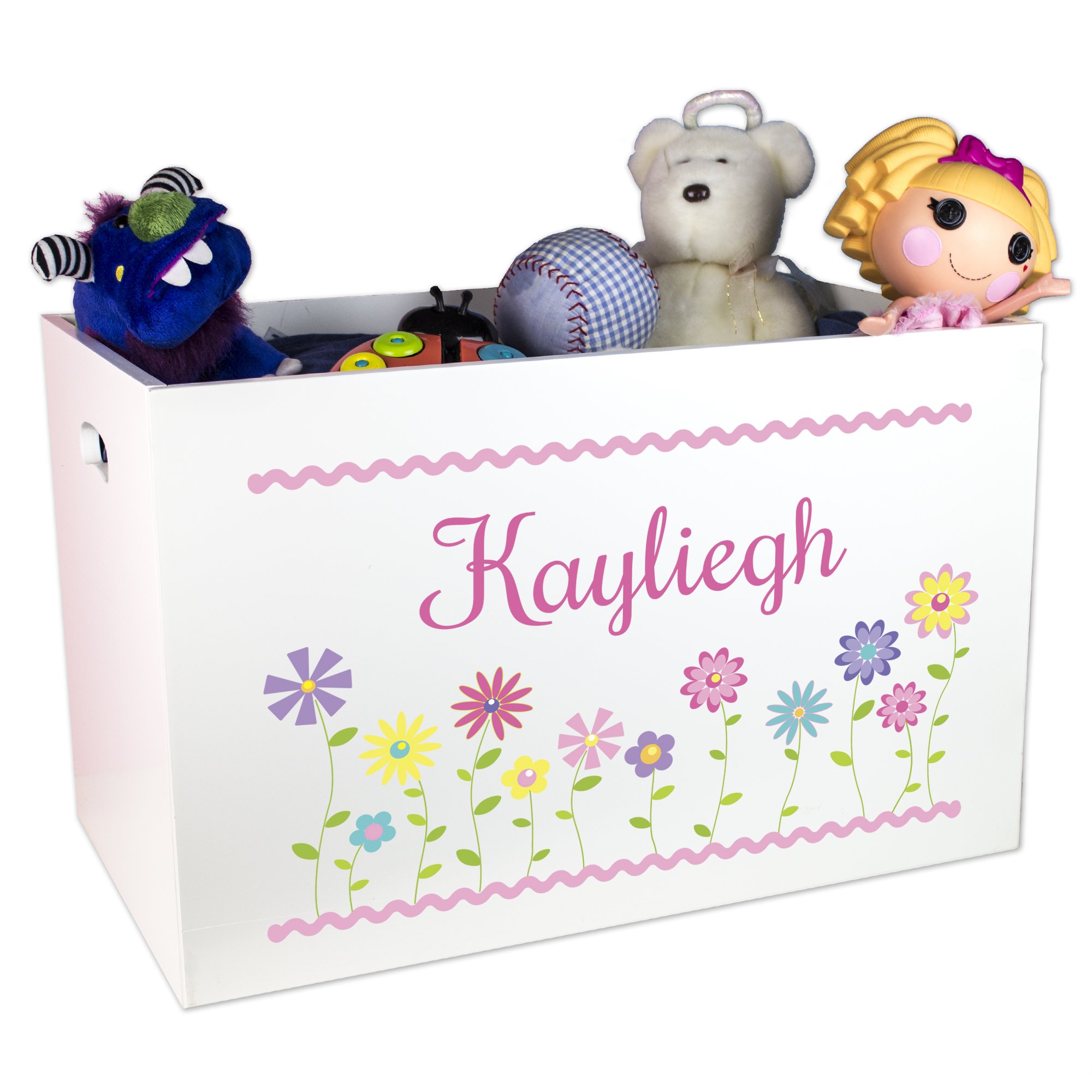 Personalized White Toy Storage Box for Girls - No Lid, Organize Kids' Room & Play Area - Perfect for Stuffed Animals, Books & Toys