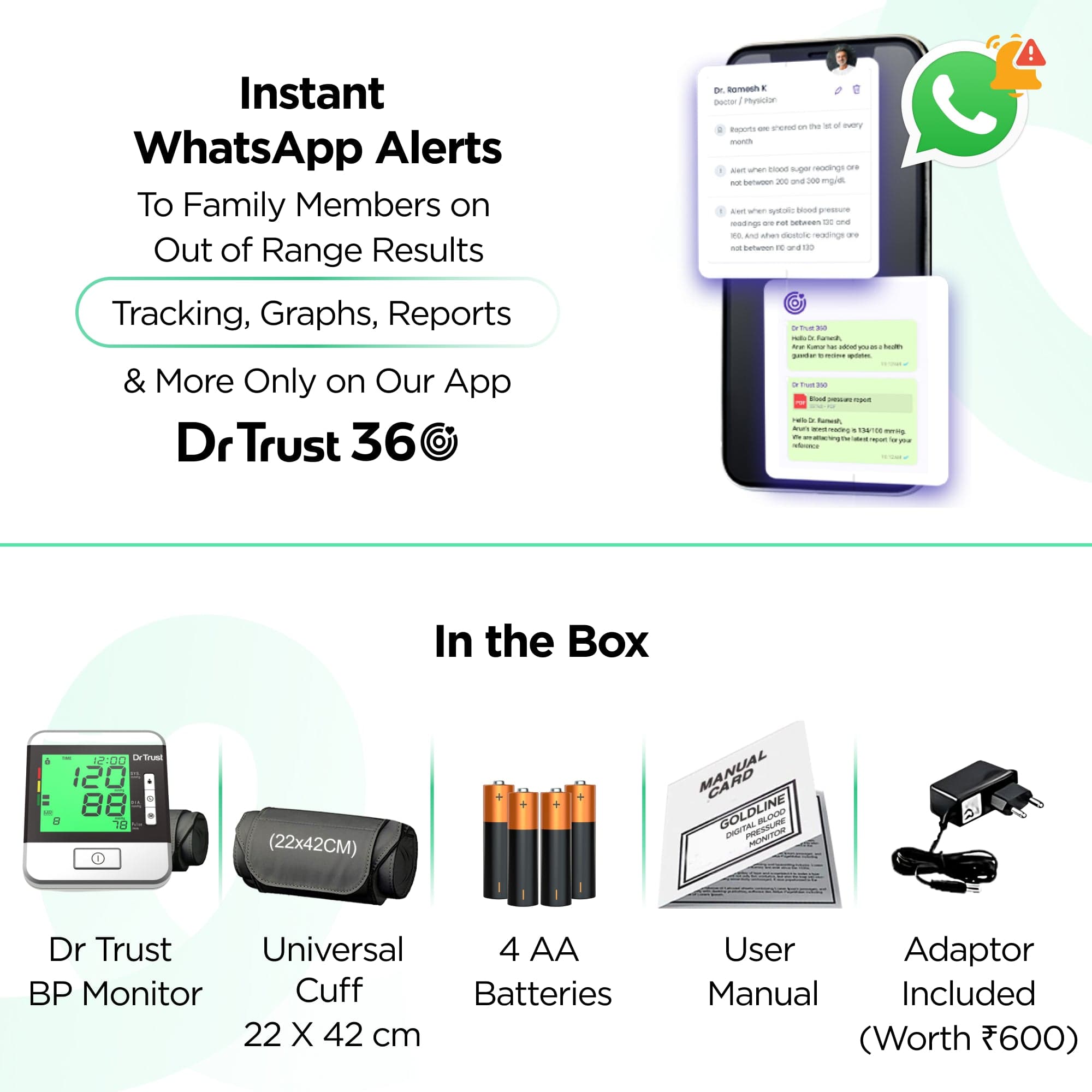 Dr Trust USA Goldline Digital Blood Pressure Monitor - Accurate BP Testing Machine for Home Use - Ideal for Health Monitoring & Heart Care
