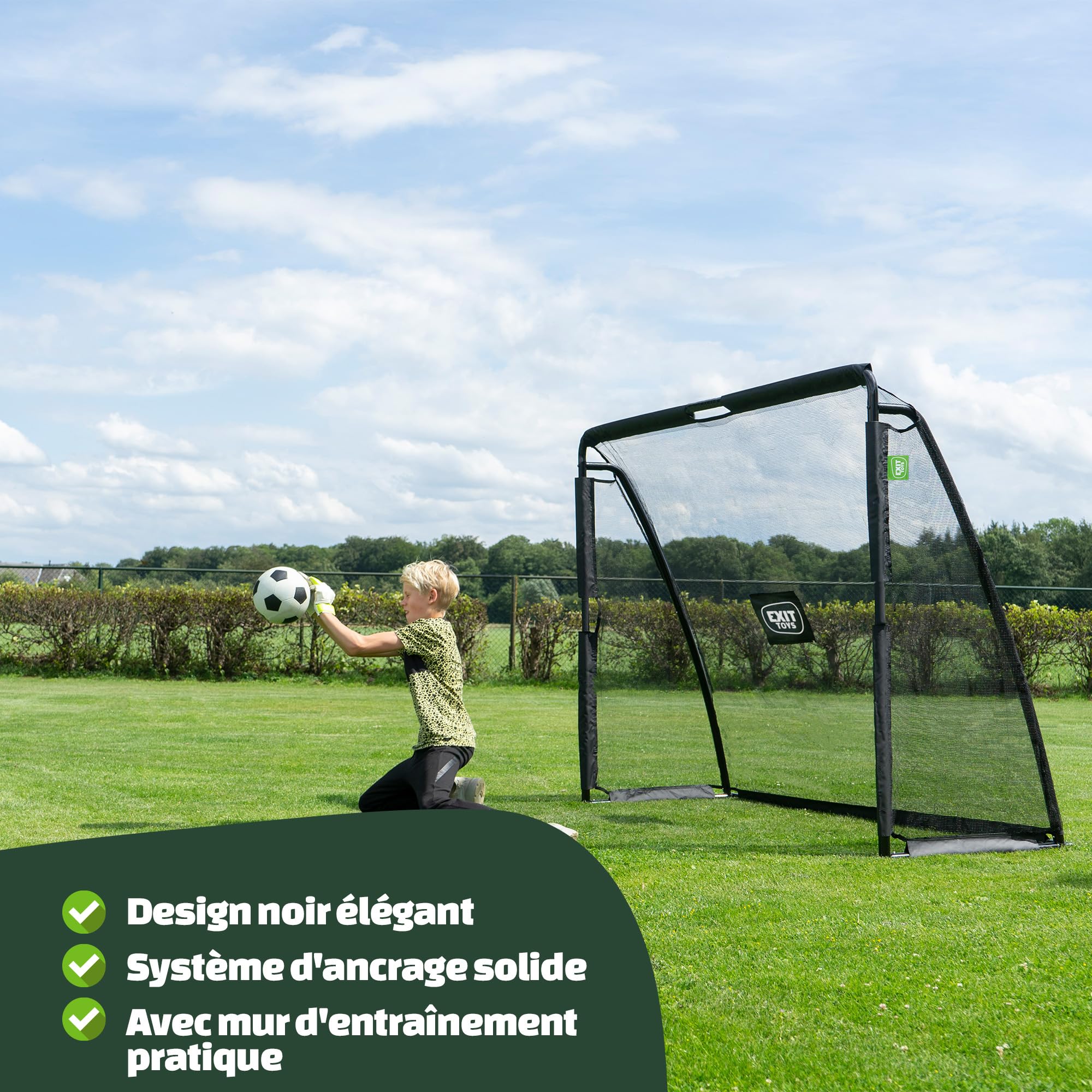 EXIT Steel Football Goal - Durable Soccer Net for Kids & Adults - Perfect for Backyard, Training, and Games