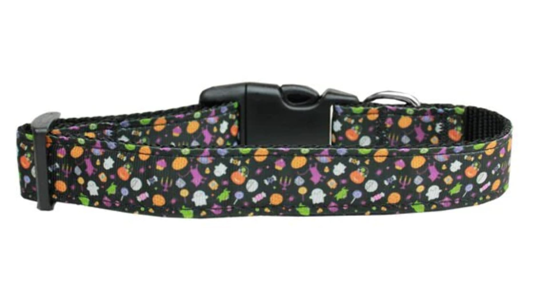 Halloween Pet Dog & Cat Nylon Collar & Leash Set - Halloween Confetti Pattern - Adjustable & Durable for Small to Large Pets - Perfect for Trick-or-Treating & Costume Parties