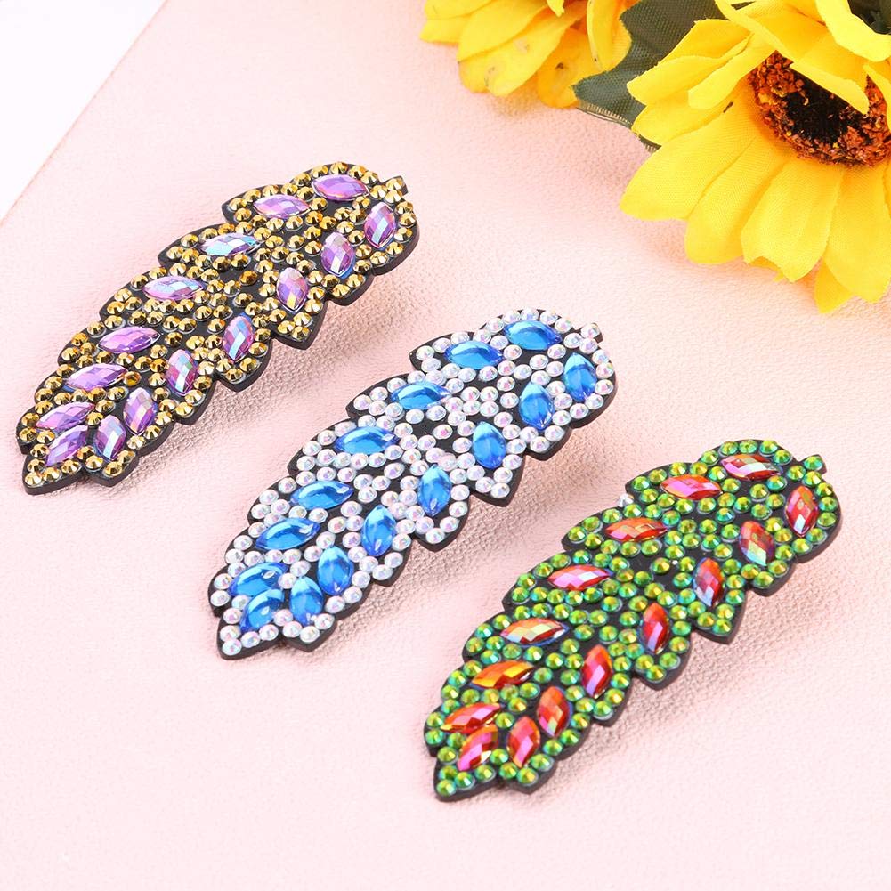 3PCS DIY Crystal Leaf Hair Clips - 5D Handmade Women's Hairpins, Barrettes & Bobby Pins for Wedding, Party & Daily Use - Elegant Hair Accessories for Women & Girls