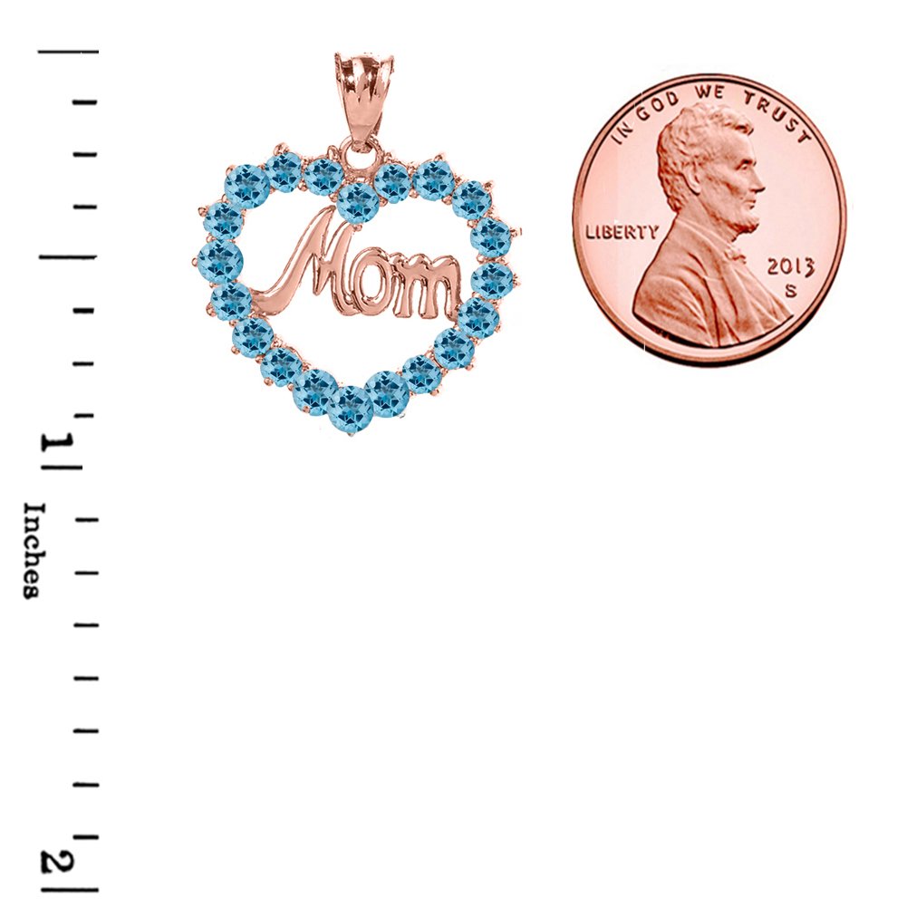 14k Rose Gold Mom Open Heart Pendant with December Birthstone - Elegant Mother's Jewelry Gift for Christmas, Birthday & Anniversary - Perfect for Everyday Wear & Special Occasions