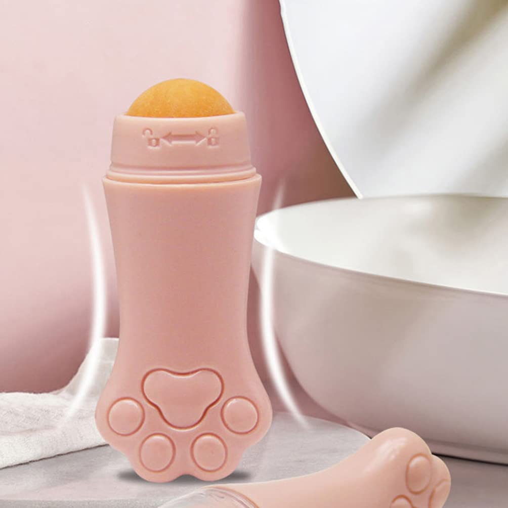 1pc Pink Volcanic Stone Oil-Absorbing Roller Ball - Face Massage Tool for Skincare, Oil Control & Makeup Removal - Natural Volcanic Rock Skin Care Gadget for Home & Travel Use