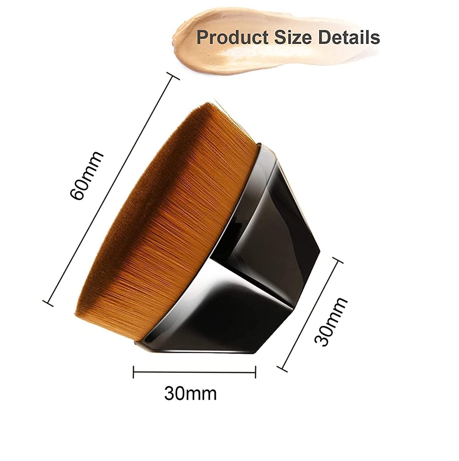 KEXES Flat Top Kabuki Makeup Brush - Hexagon Foundation Brush for Liquid, Cream & Powder Cosmetics | Blending Face Blush & Flawless Finish | Includes Protective Case (Black) | Perfect for Daily Makeup & Professional Makeup Artists